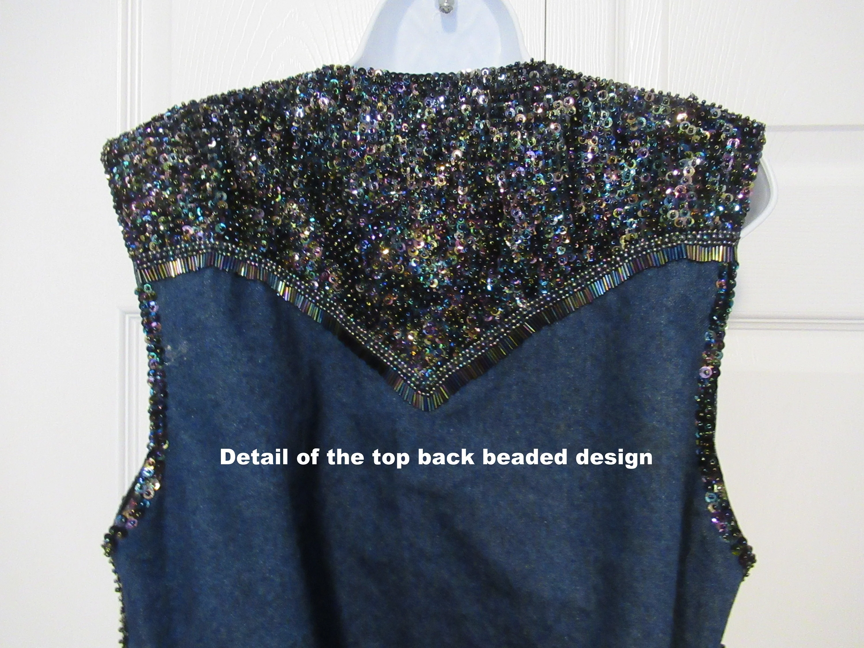 Sz M/l Denim Beaded Vest Inspired by Western Cowboy Styles, Match-Up by Natco, Front Snaps, Back Adjusts To Fit Many, 40 Inch Bust, Vtg - Image 8