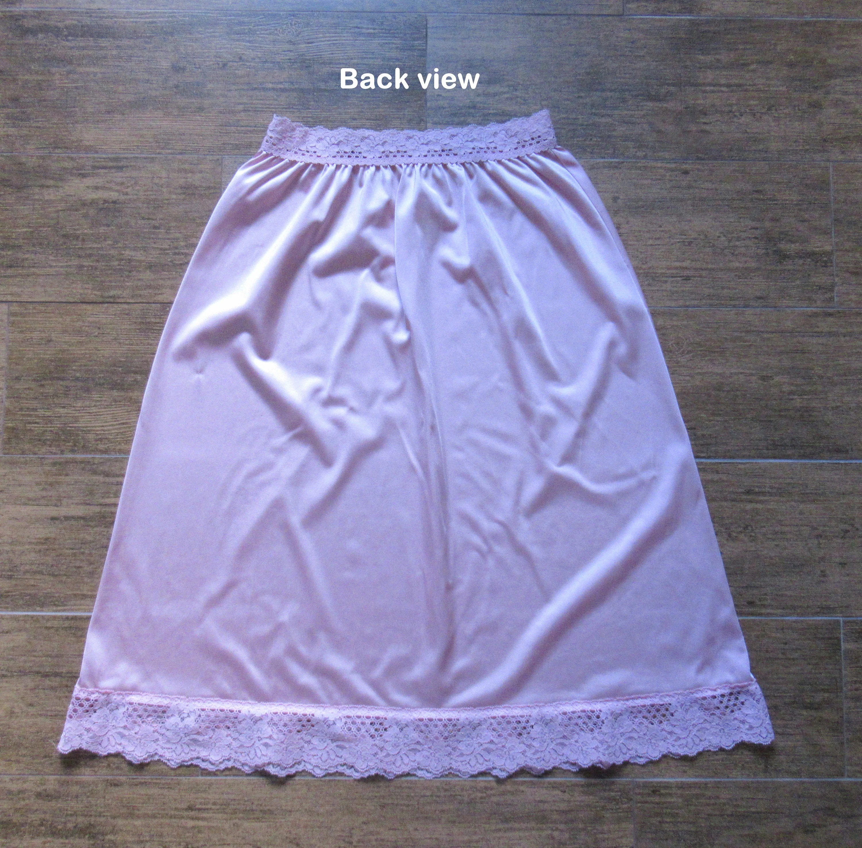 Sz S Half Slip Length 25 Inch Soft Stretch Elastic Waist 22 - 30 Inch Cotillion Pink Nylon Lace Trim Made In Usa Vtg - Image 10