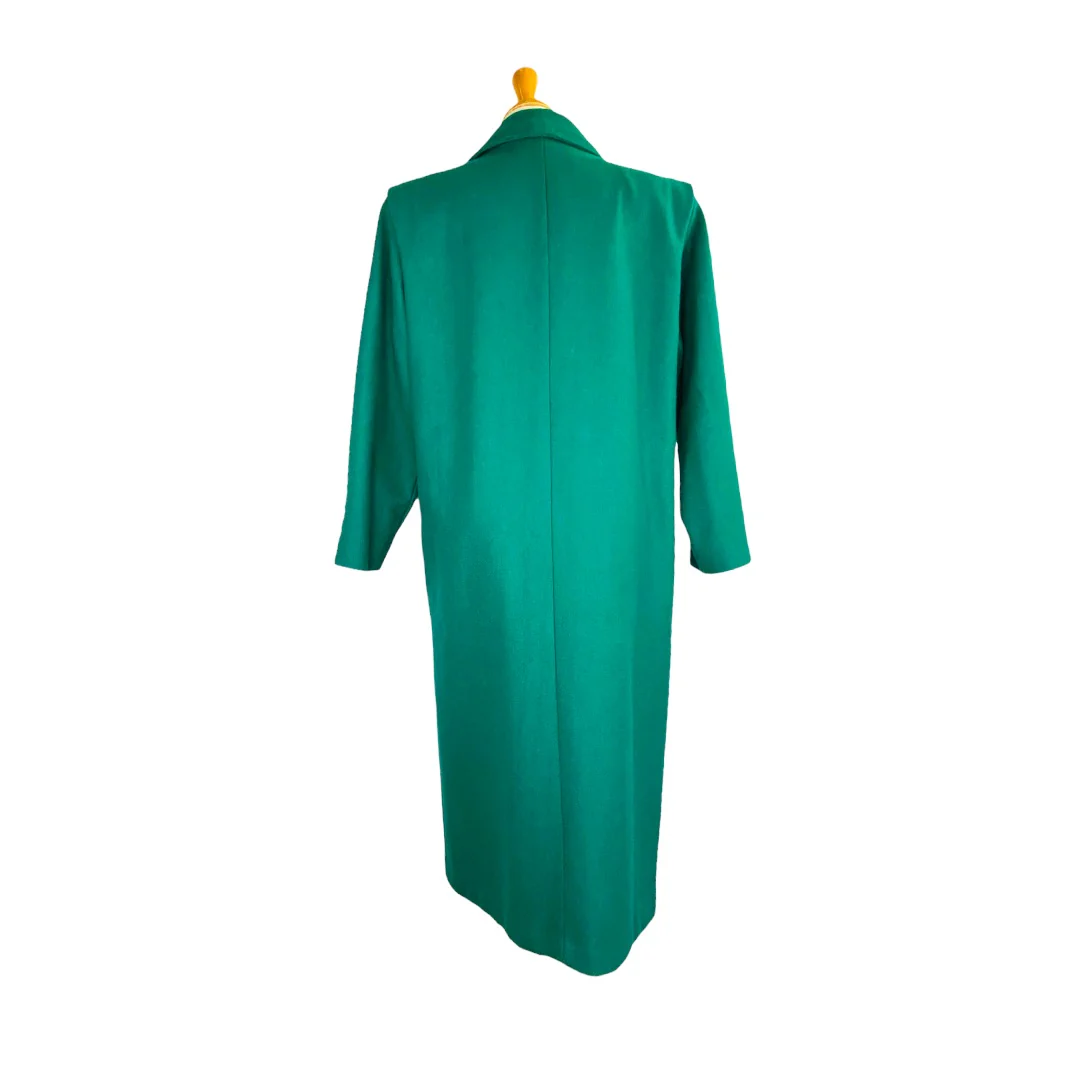Tailored Shawl Coat Union Made In Usa Green Wool Size 10 by Andrea Marin - Image 6