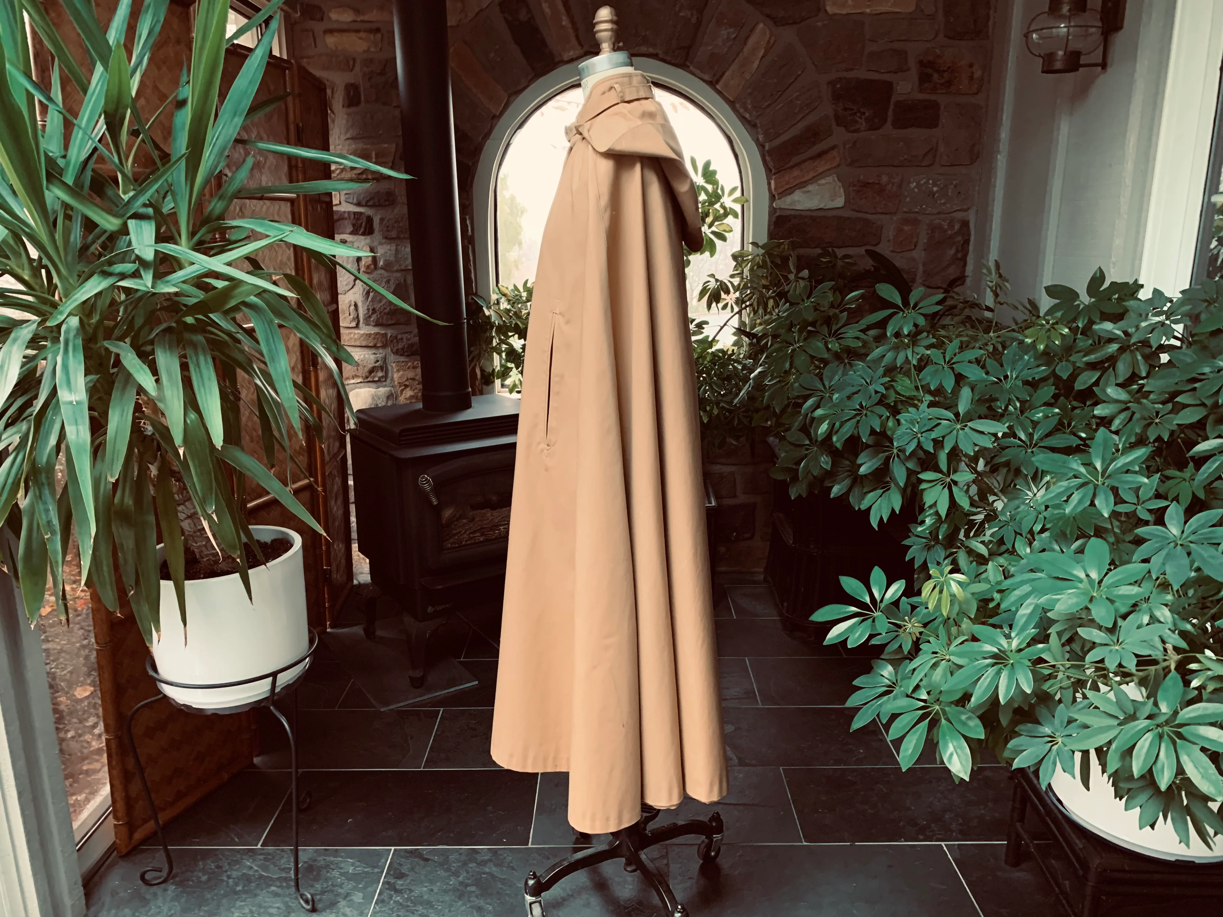 Tan Midi Length Rain Cape Detachable Hood By Rain Shedder - Image 4