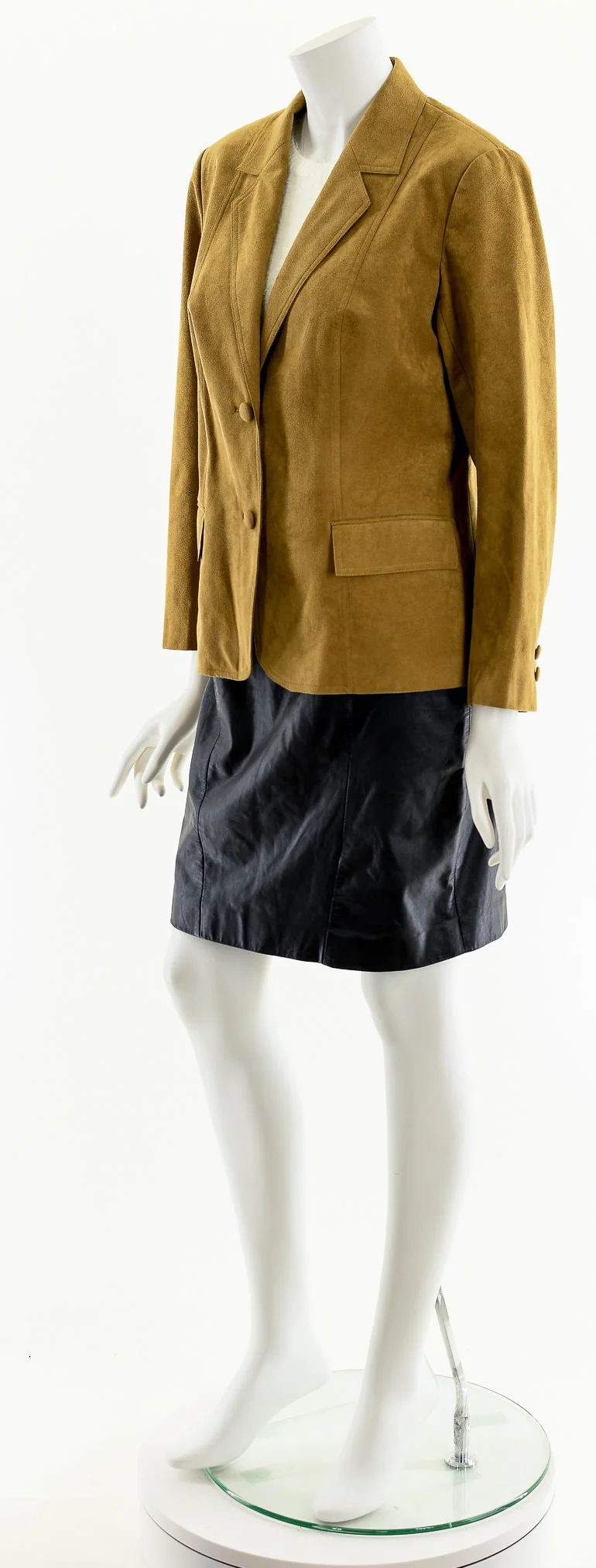 Tan Suede Power-Suit Blazer Jacket - Image 10