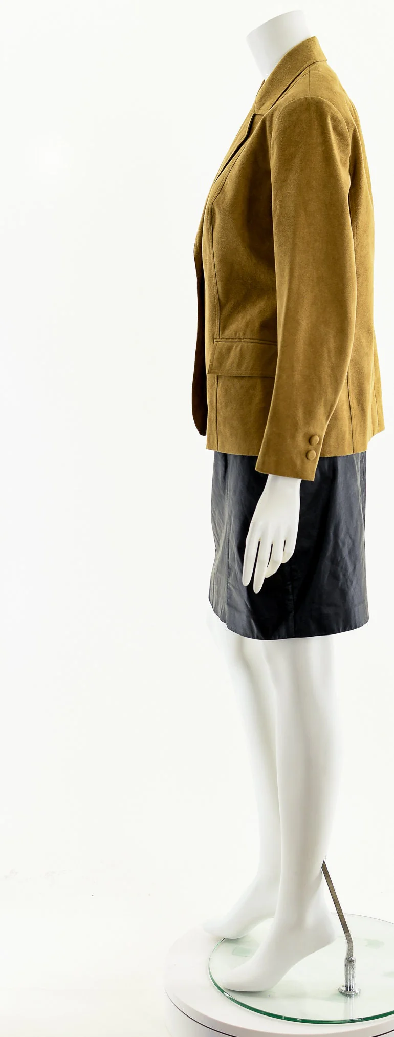Tan Suede Power-Suit Blazer Jacket - Image 9