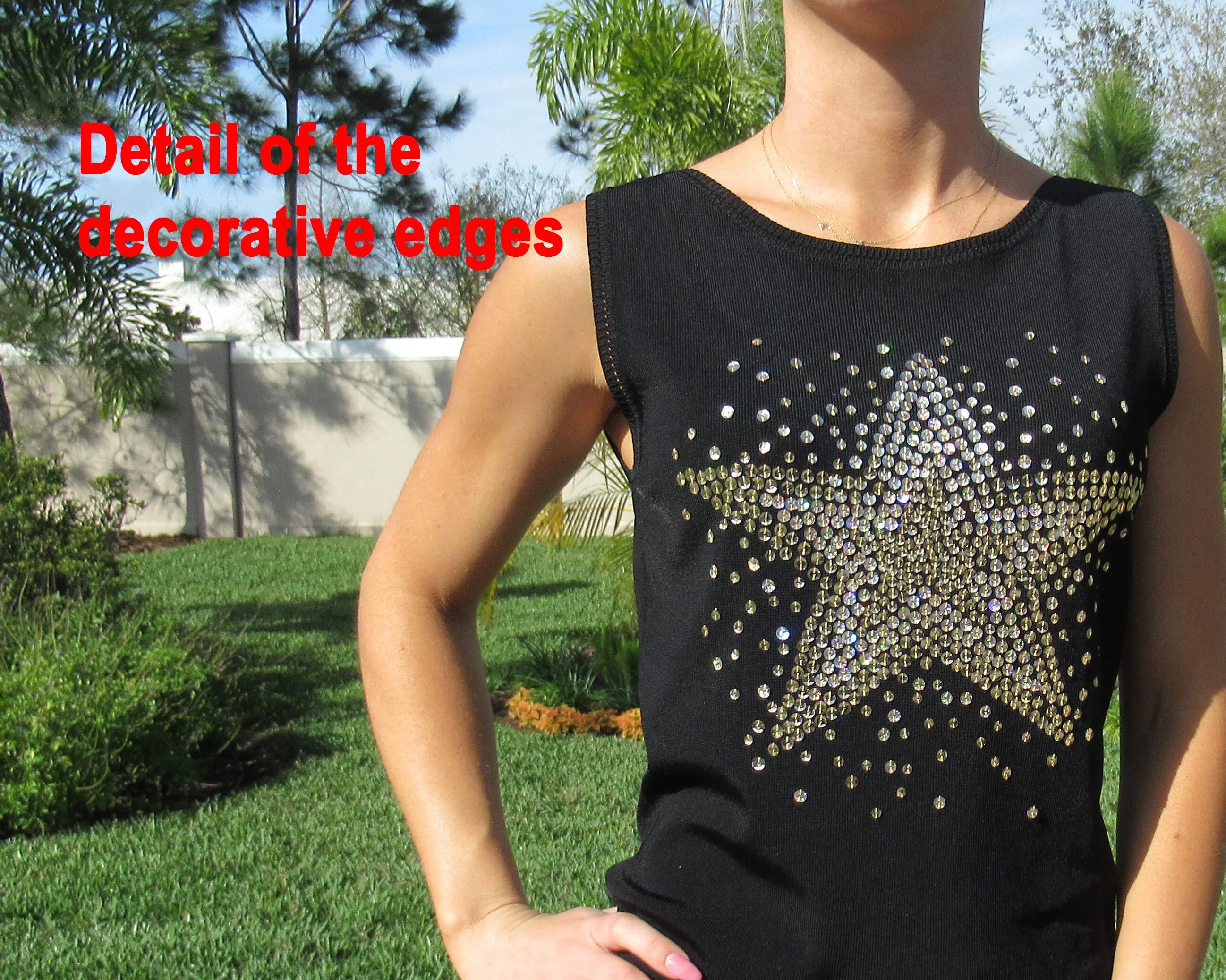 Tank Top Sequin Bead Front Star Design Lucia Burns Made In Hong Kong Stretch Rayonnylon Fabric 80s Vintage by Lucia Burns - Image 6