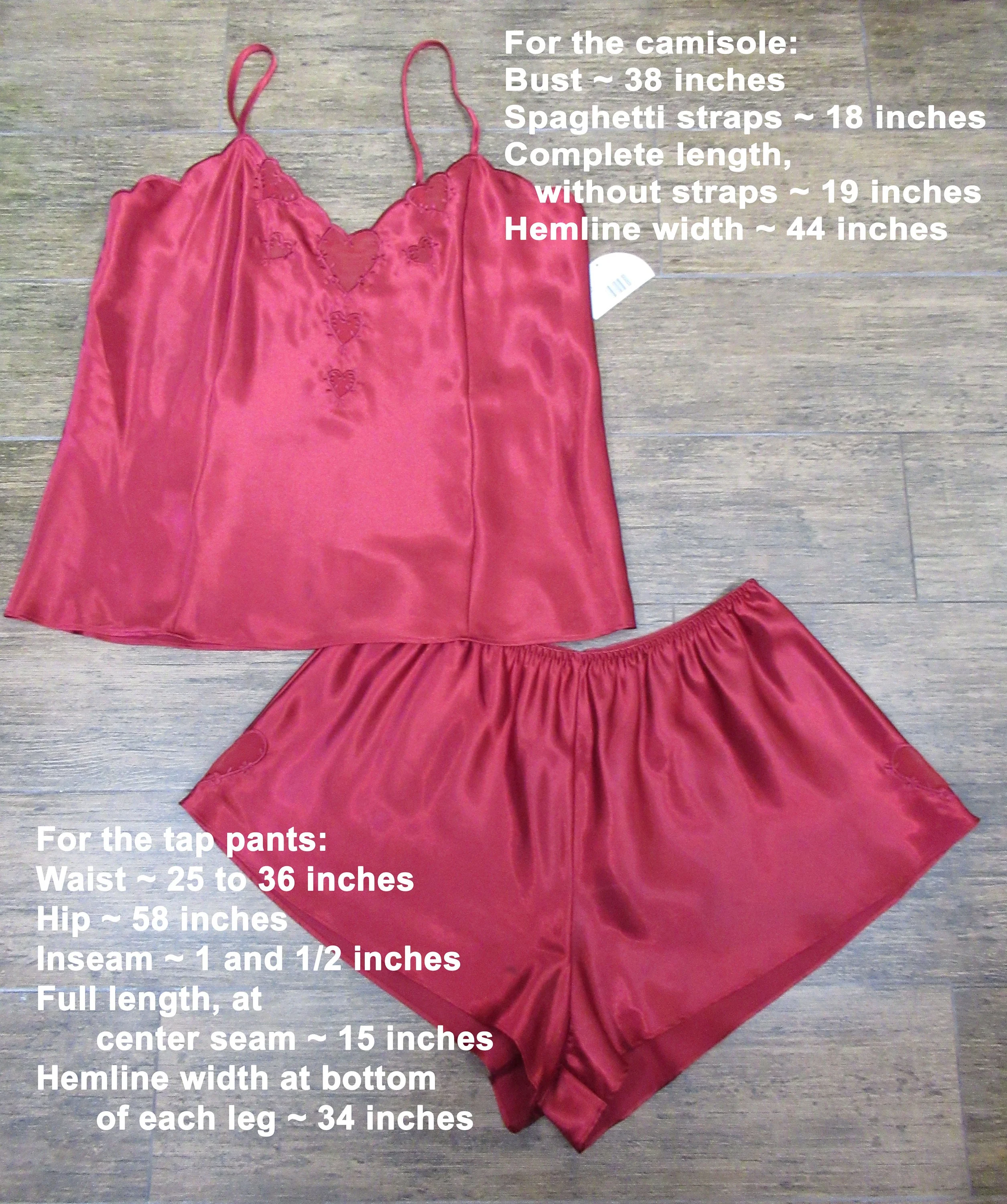 Tap Pants and Camisole Set Valerie Stevens Burgundy Polyester Sheer Hearts Trim Spaghetti Strap Made Hong Kong by Valerie Stevens - Image 3