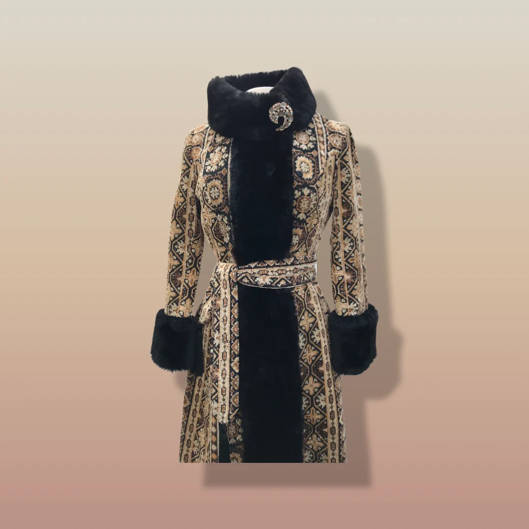 Tapestry Carpet 69's I Magnin Coat Brocade Mad Men - Image 19