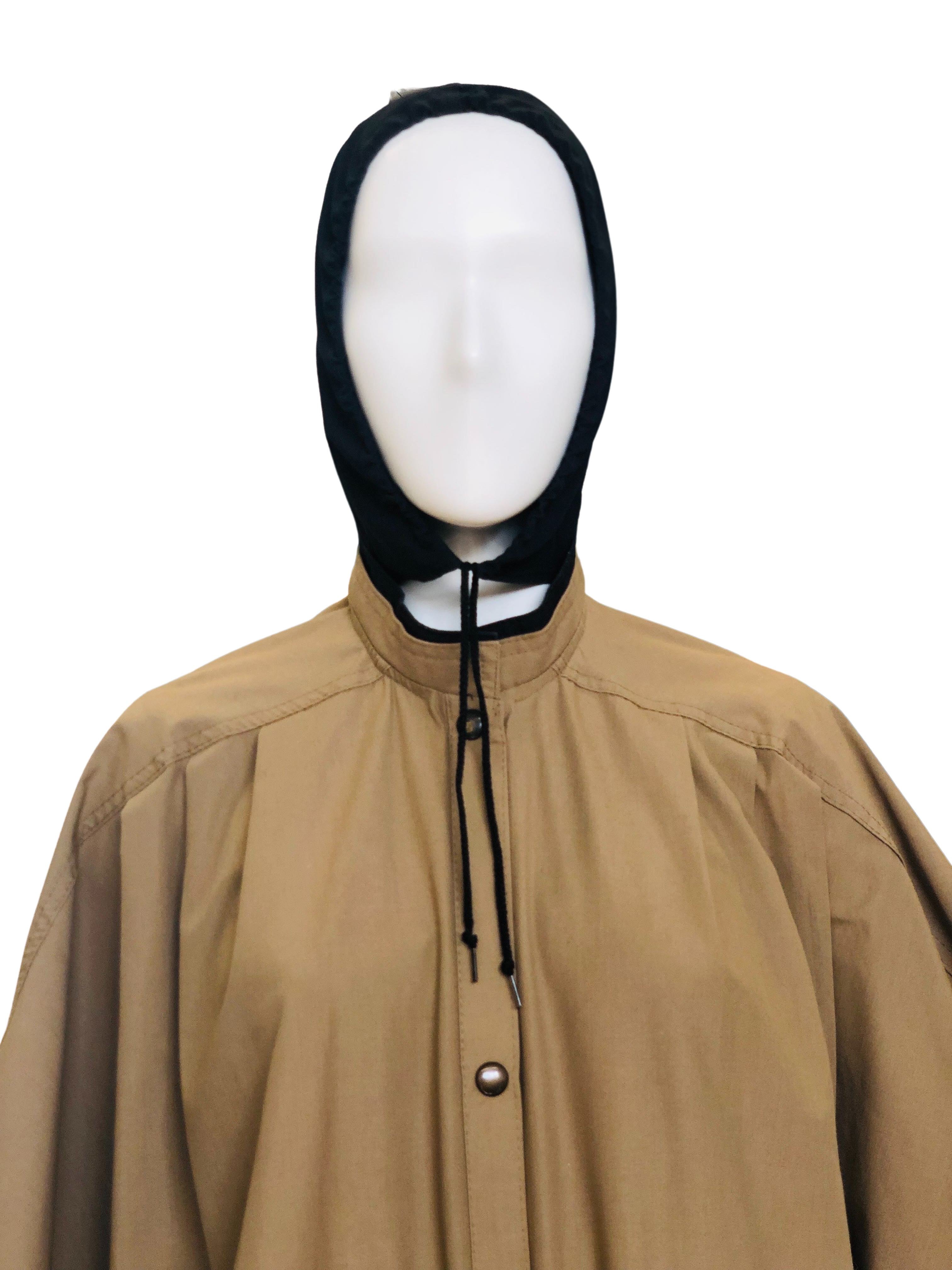 Taupe Hooded Rain Poncho - Image 8