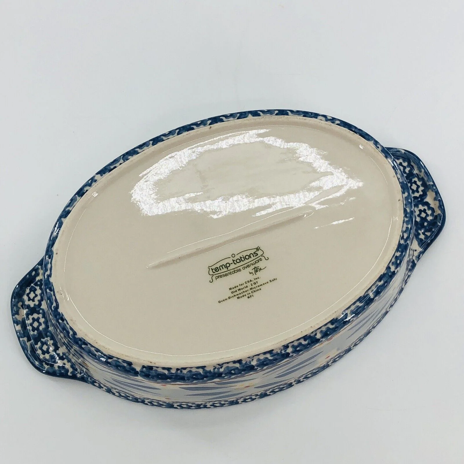 Temp-Tations Old World Blue Oval Serving Bowl 2qt by Tara - Image 3