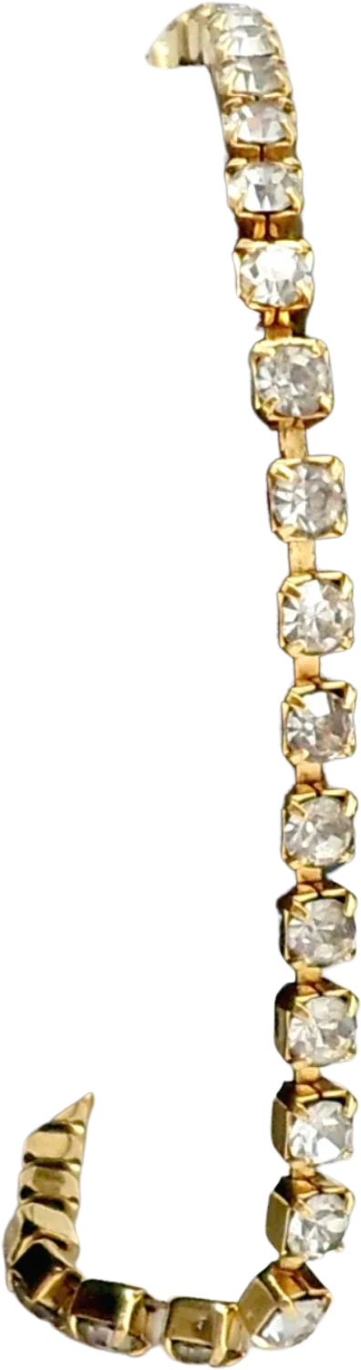 Tennis Bracelet Prong Set Rhinestones Goldtone