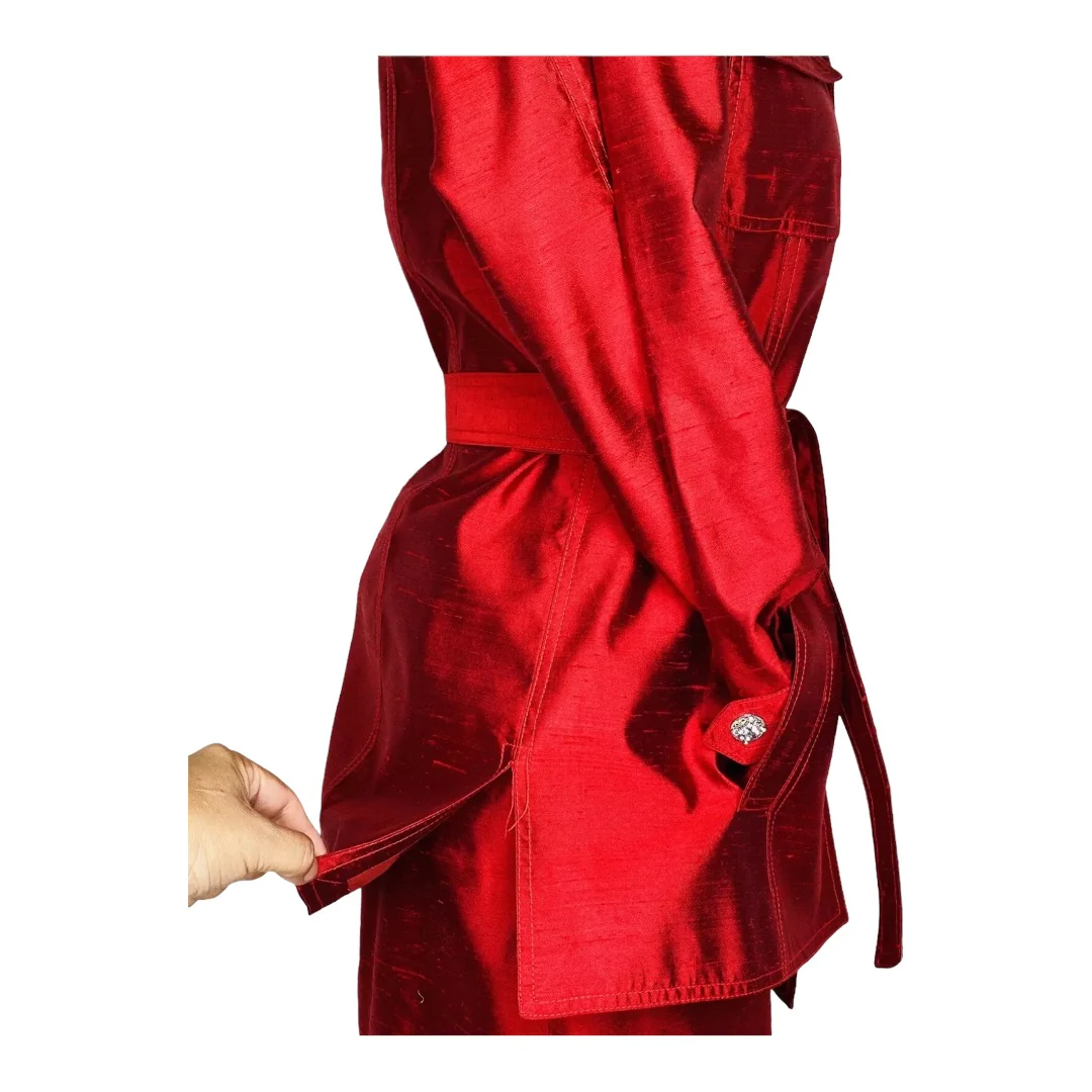 Teri Jon Nites Party Red 100% Ramie Silk Skirt Suit Size 4 by Rickie Freeman - Image 5