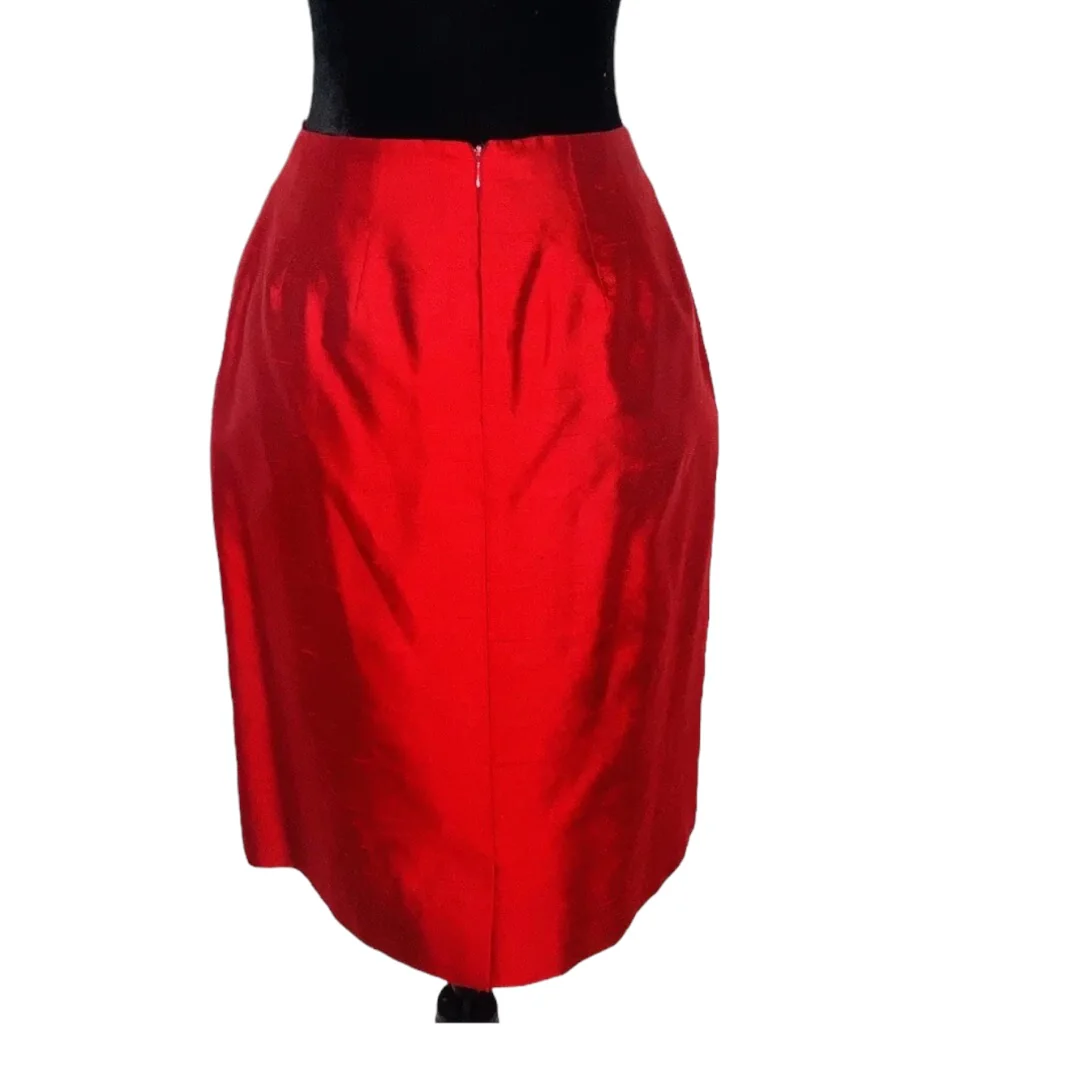 Teri Jon Nites Party Red 100% Ramie Silk Skirt Suit Size 4 by Rickie Freeman - Image 8