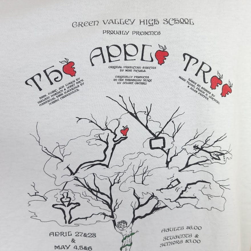 The Apple Tree Musical T-Shirt Vintage 90s Green Valley High School Play Mens Size Xl - Image 2
