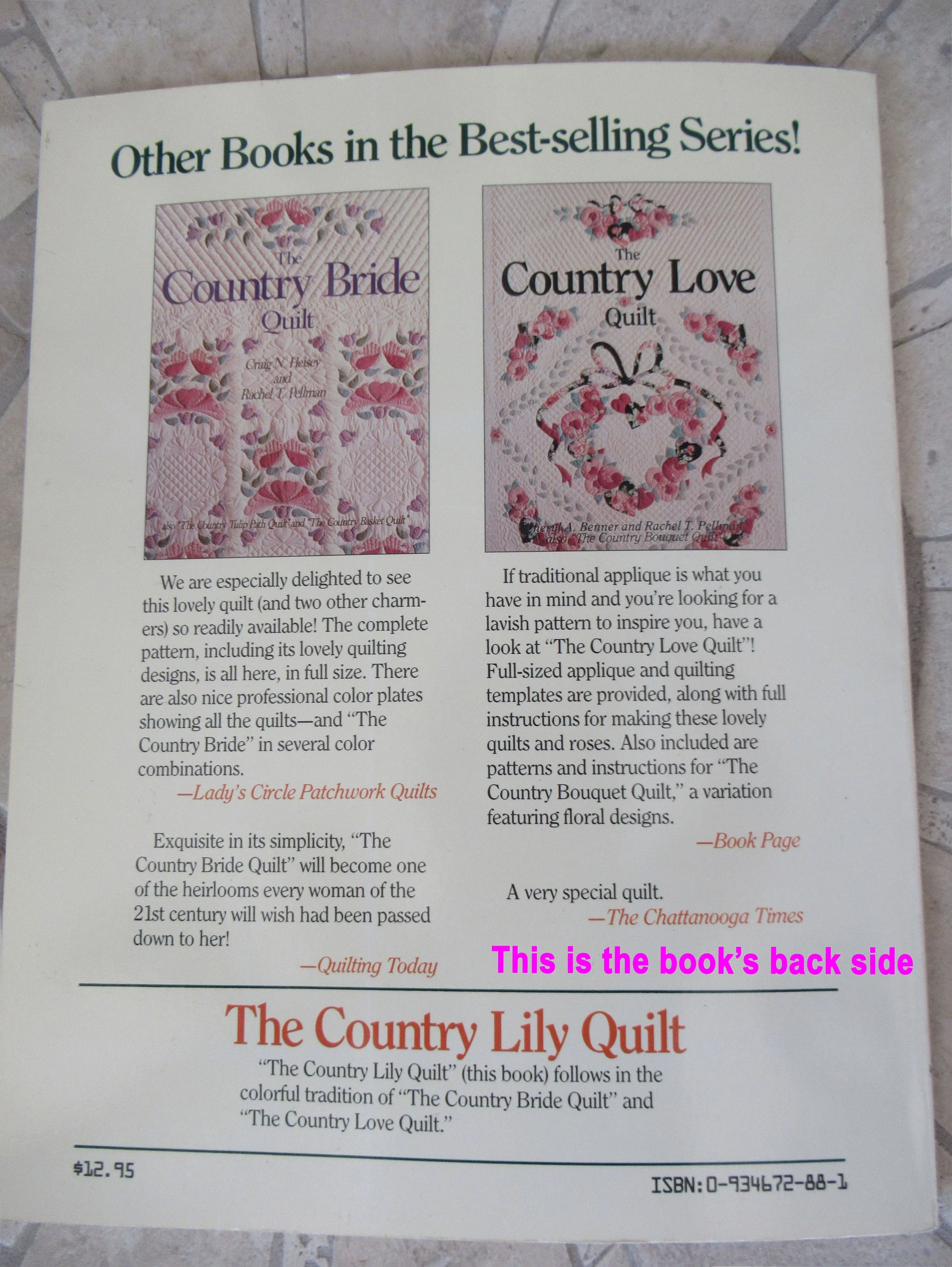 The Country Lily Quilt Book 1990 Edition Softcover Practical Tips / Patterns for Making Quilts by Cheryl A Benner - Image 10