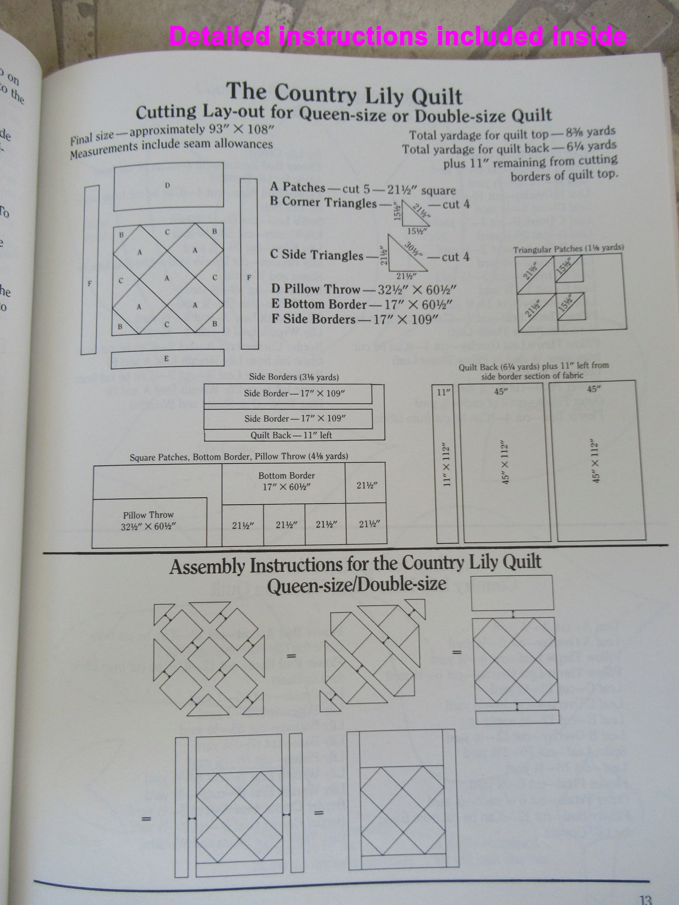The Country Lily Quilt Book 1990 Edition Softcover Practical Tips / Patterns for Making Quilts by Cheryl A Benner - Image 8