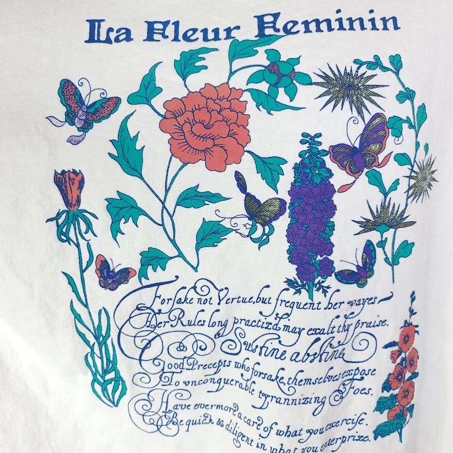 The Feminine Flower Sweatshirt Vintage 90s Nature Tee Poetry Butterfly Mens Size Xl - Image 2