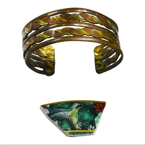 80s Broken China Pendant Necklace Bracelet Handcrafted By Handcrafted - Image 10