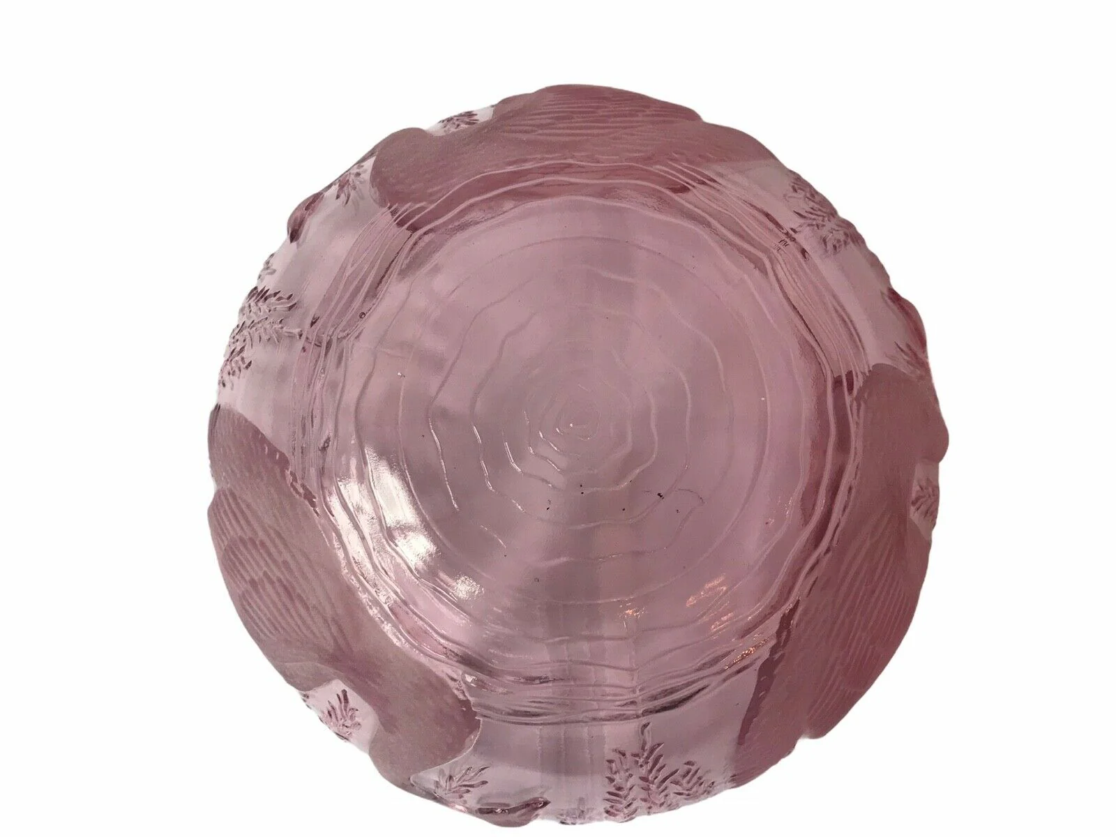 Tiara Glass Etched Frosted Swan Serenade Pink Serving Bowl by L E Smith - Image 3