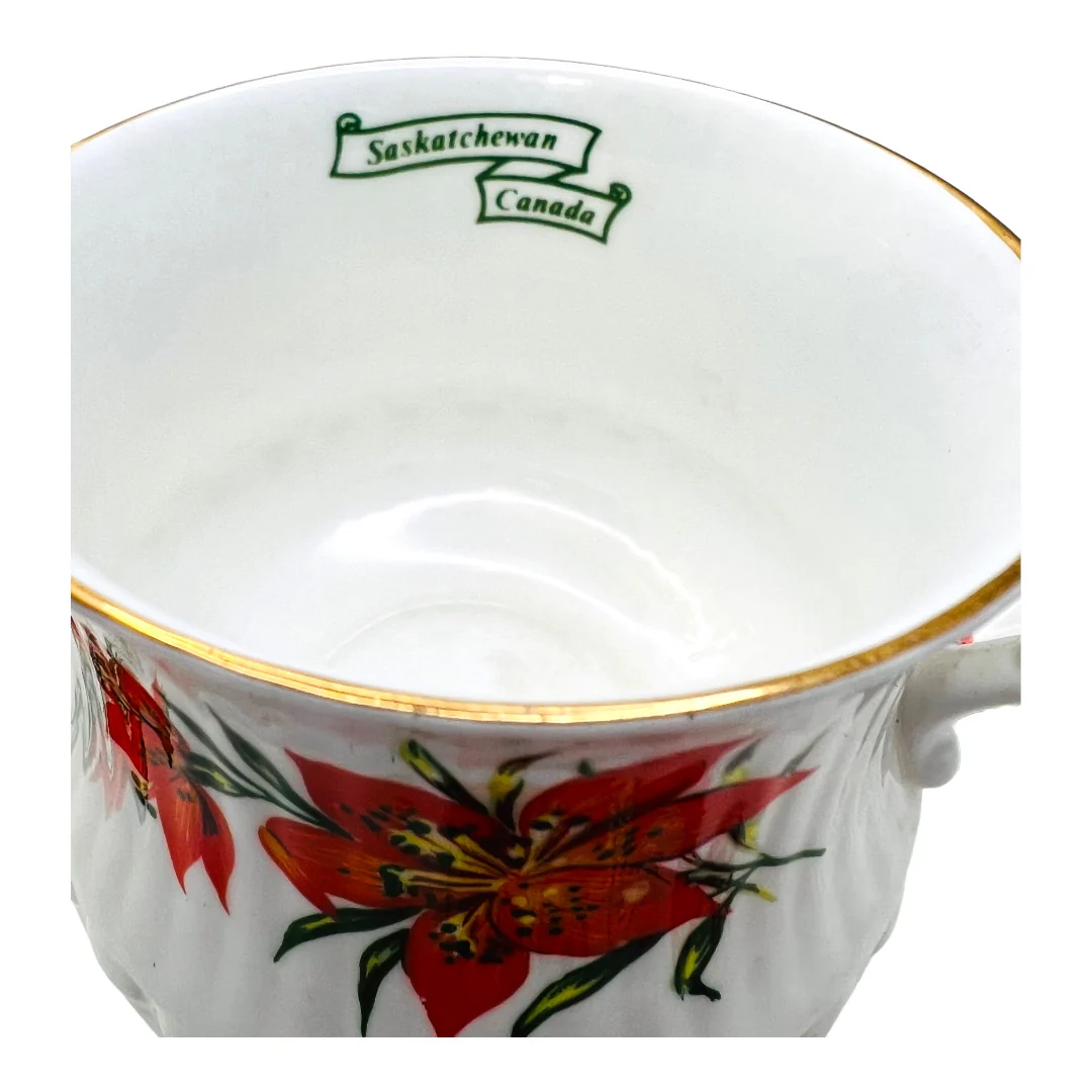 Tiger Lily Queens Saskatchewan Ca Fine Bone China Teacup Set Co Vntg by Rosina China - Image 4