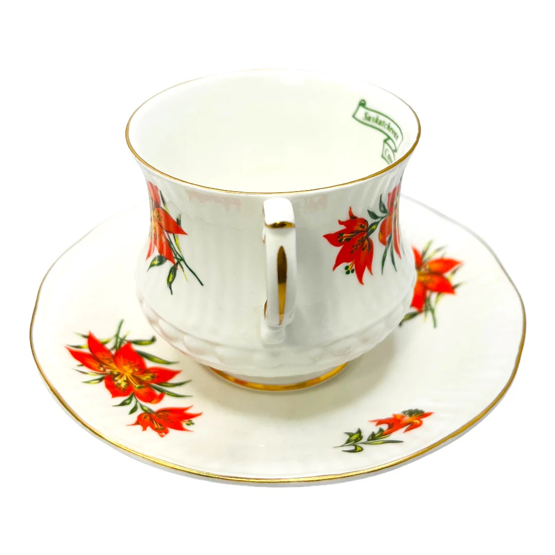 Tiger Lily Queens Saskatchewan Ca Fine Bone China Teacup Set Co Vntg by Rosina China - Image 8