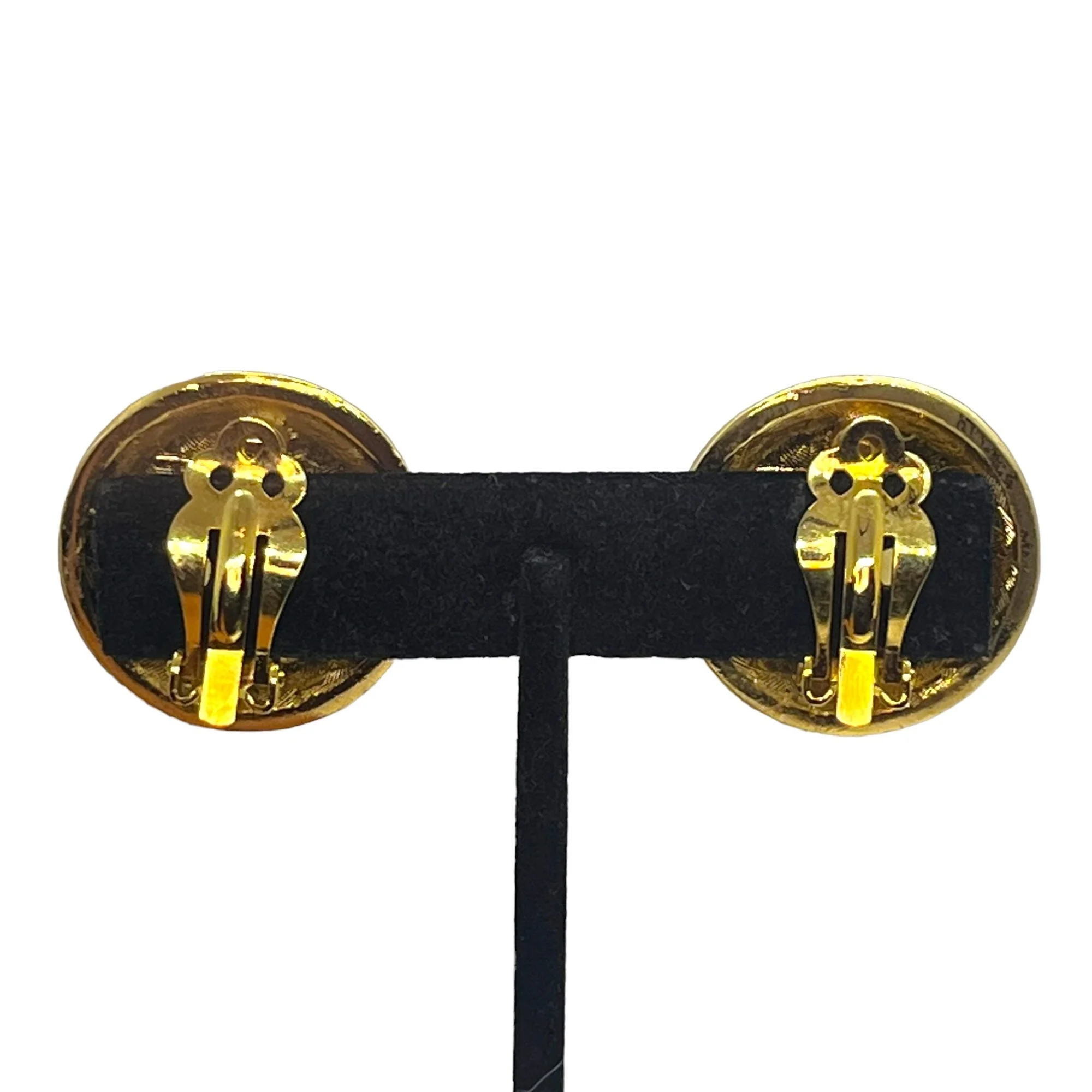 Timeless Vintage Black and White Pearl Dome Earrings 80s 90s Runway Couture Gold Tone Enamel Quality - Image 4