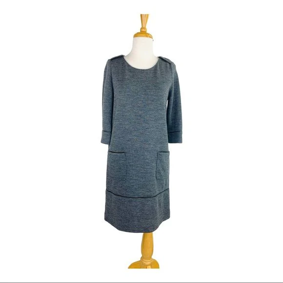 Tomorrowland Shift Ponte Dress with Faux Leather Piping Accents Tunic 38 by Ballsey - Image 6