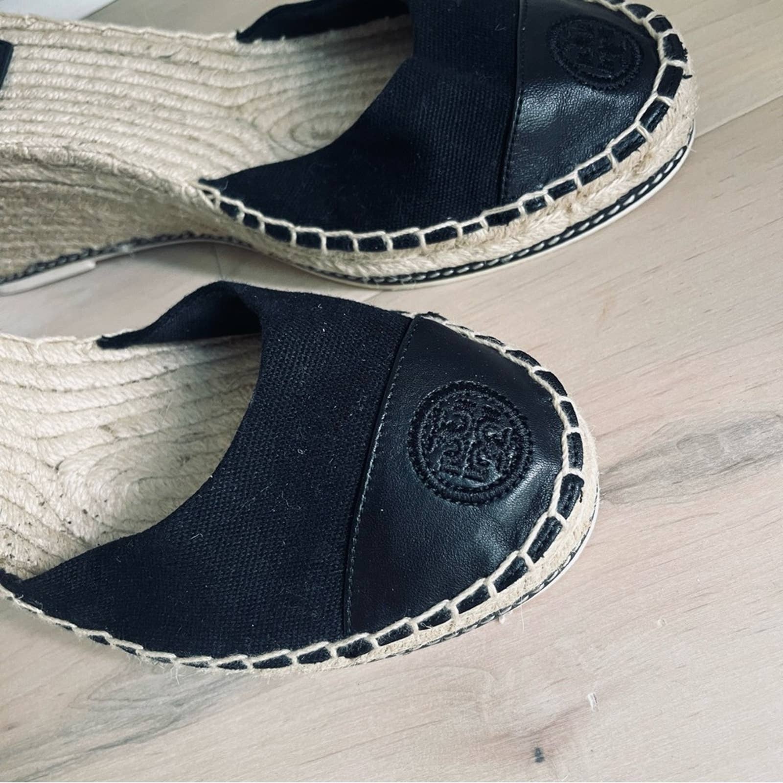 Tory Burch Colorblock Espadrille Wedge Black Tan Ankle Strap Casual by Tory Burch - Image 6