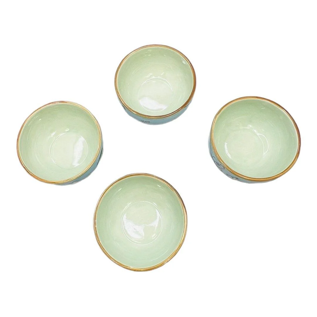 Toulouse Set of 4 Blue Small Bowls Songbirds and Butterflies by Fitz & Floyd - Image 6
