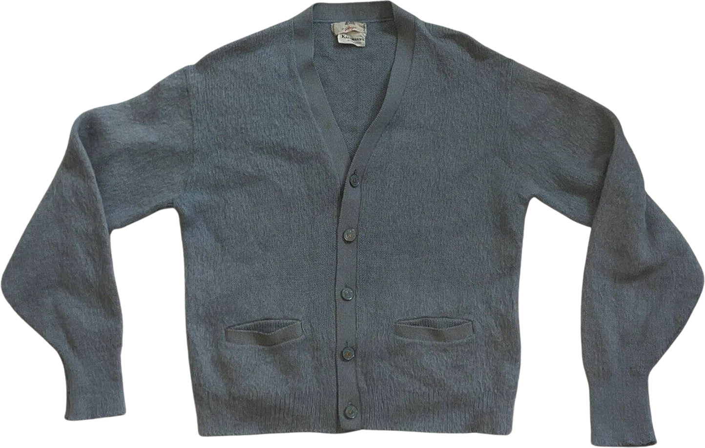 True Vintage 60s Gray Mohair Cardigan Kurt Cobain Shag Sweater Mens by True