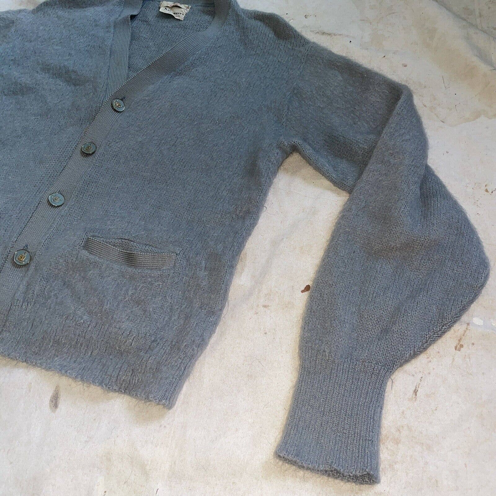 True Vintage 60s Gray Mohair Cardigan Kurt Cobain Shag Sweater Mens by True - Image 2