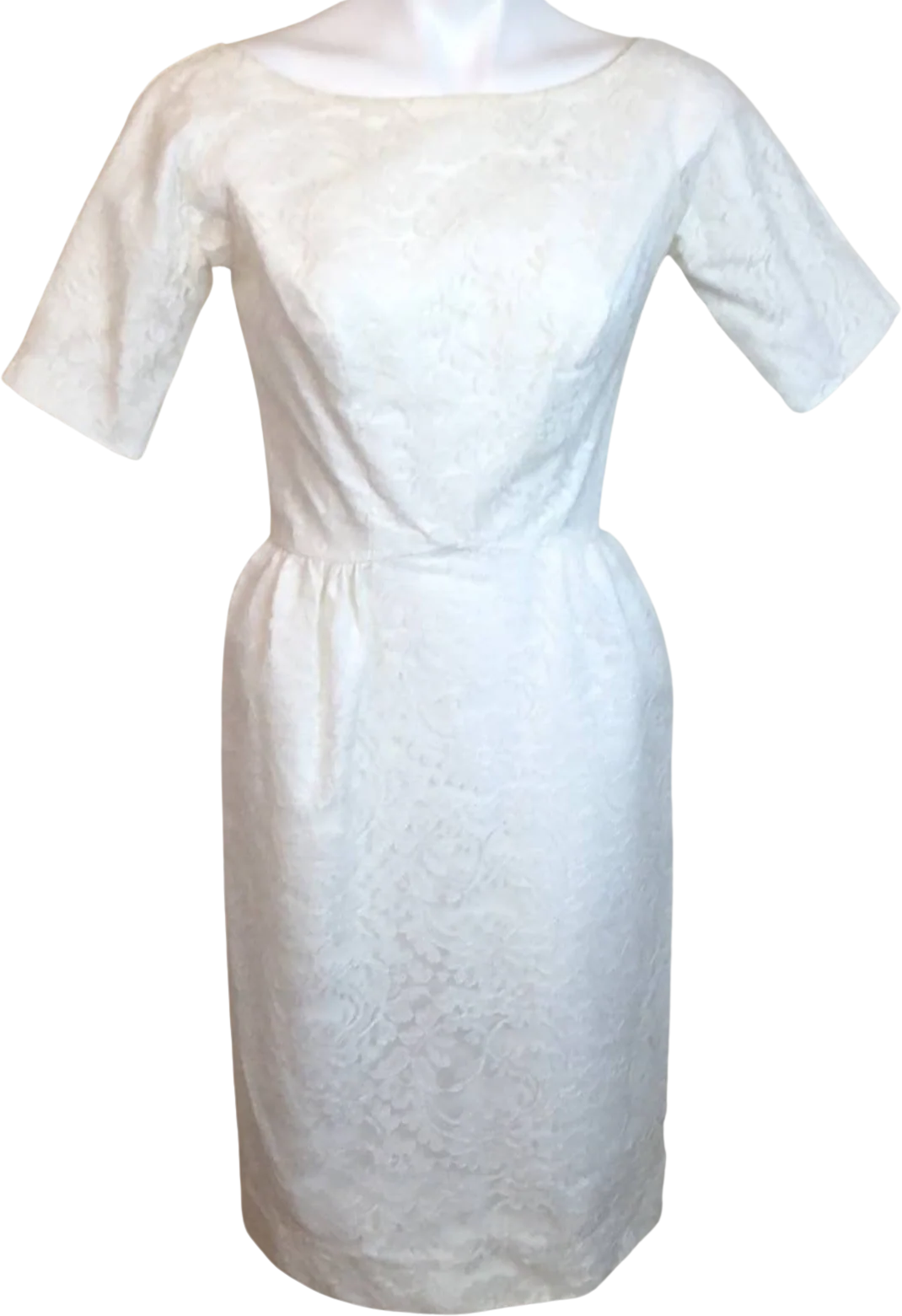 True Vintage Delicate Lace Floral Sheath Dress Small