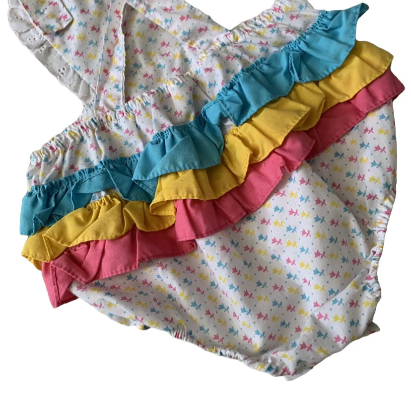 Tulip Print Ruffle Sunsuit Romper By Cuties by Judy - Image 6
