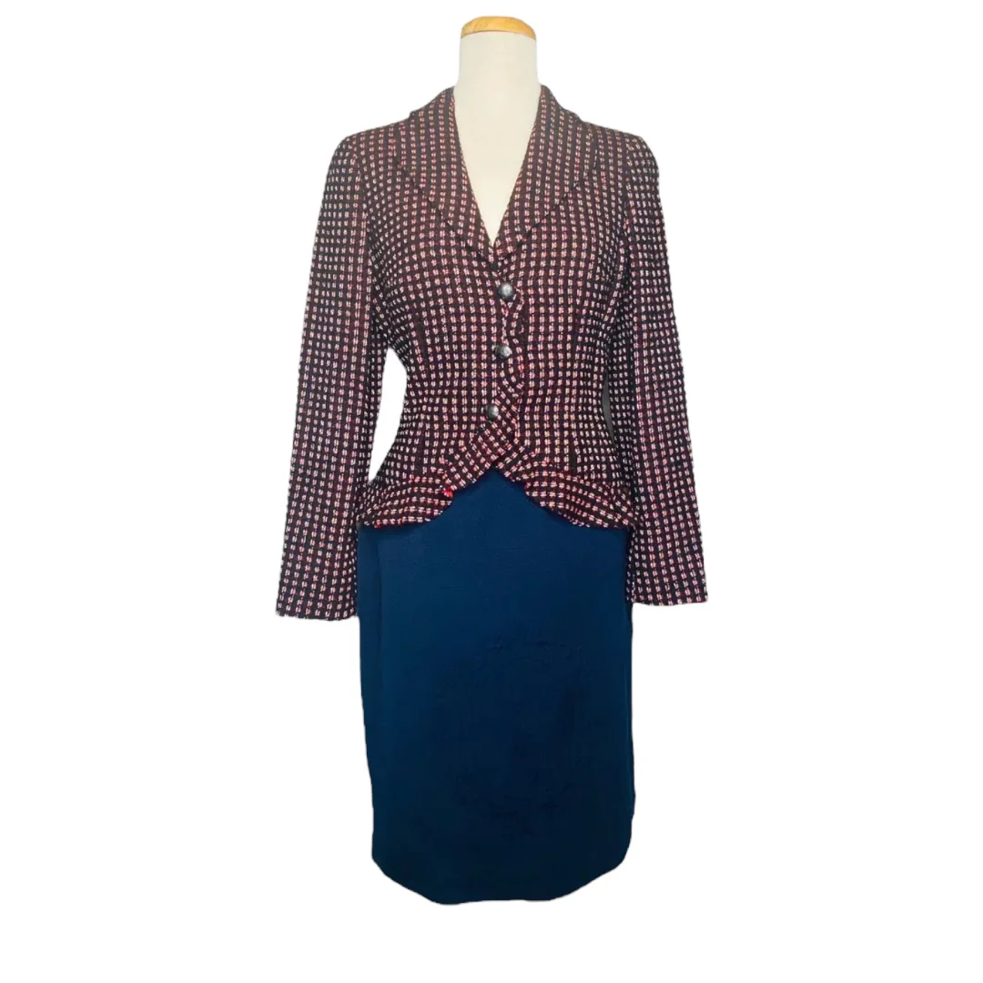 Tweed Wool Blazer Jacket Size 6 Ruffle Trim Career Nwot by Rena Lange - Image 12