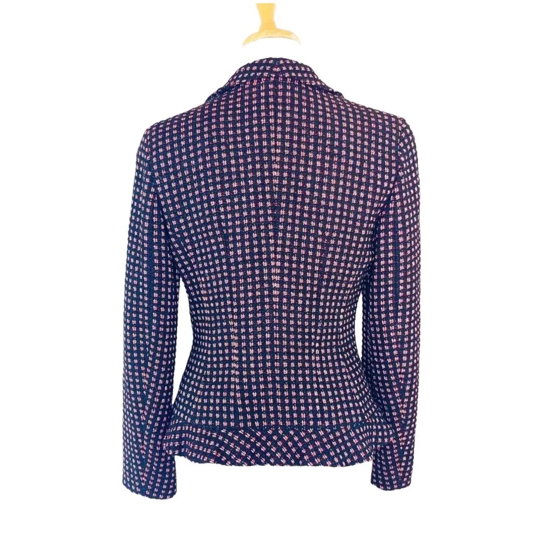 Tweed Wool Blazer Jacket Size 6 Ruffle Trim Career Nwot by Rena Lange - Image 2