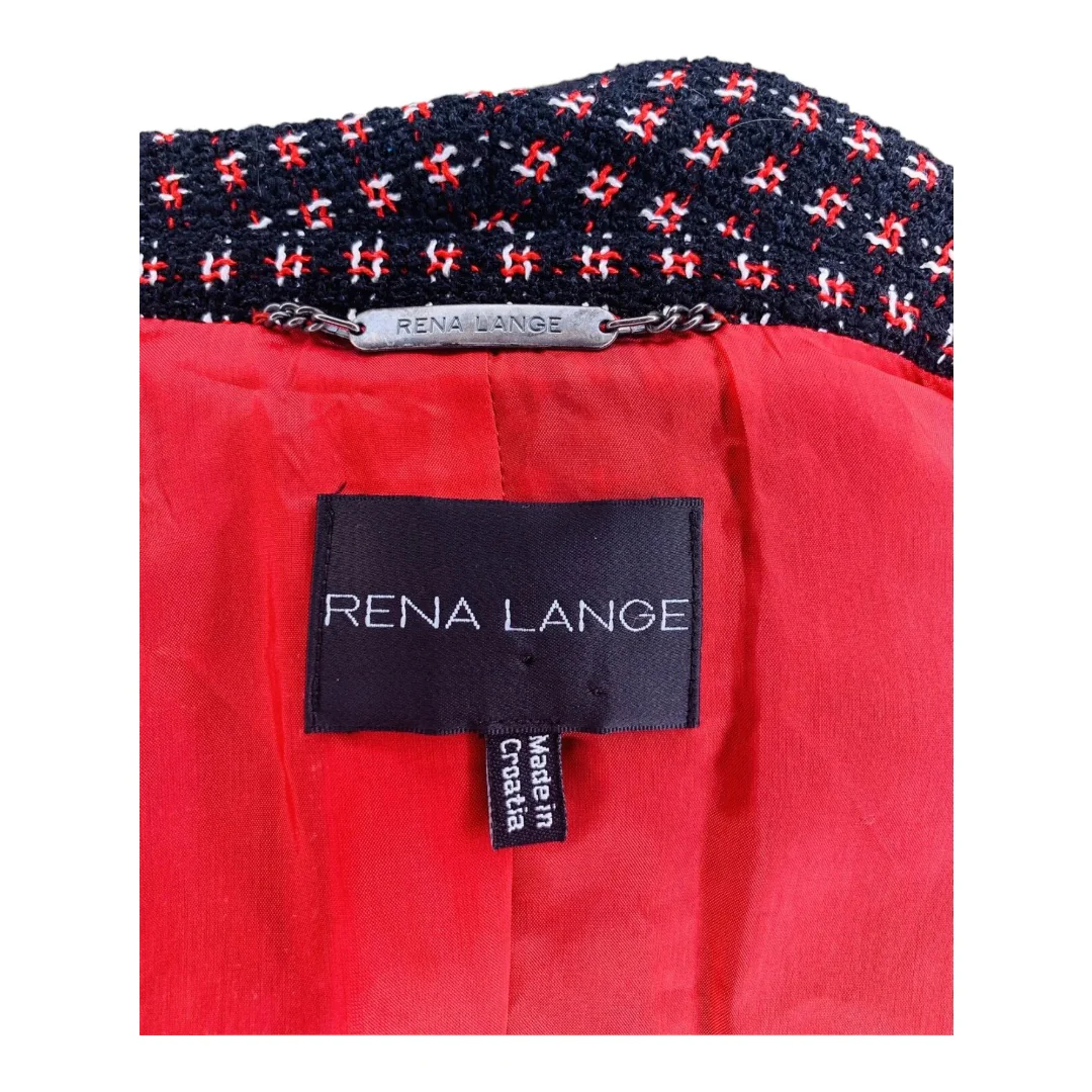 Tweed Wool Blazer Jacket Size 6 Ruffle Trim Career Nwot by Rena Lange - Image 9