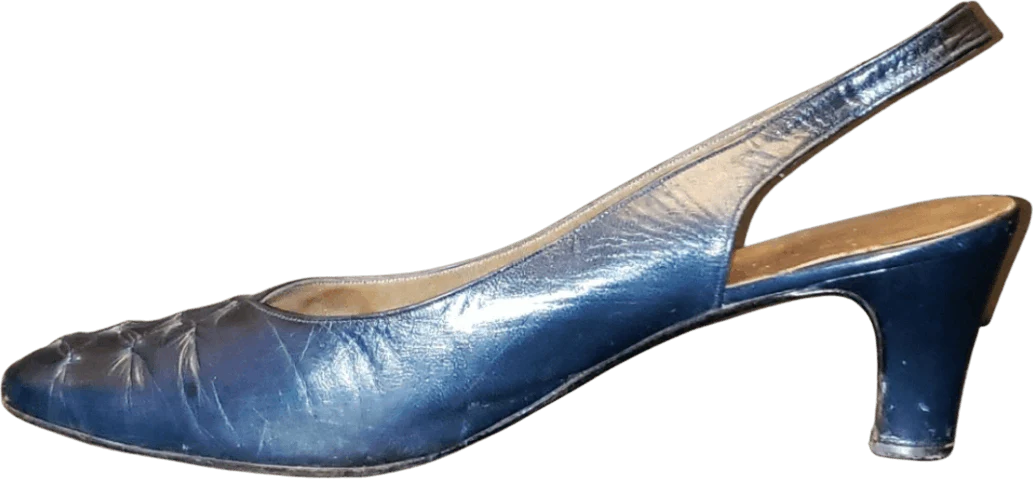 Blue Leather Sling Back Heels by Anamar For Nordstrom - Image 2
