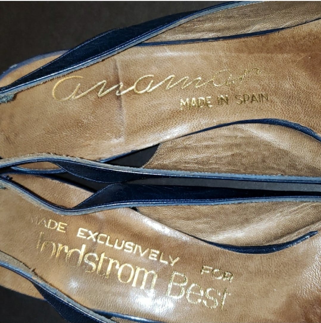 Blue Leather Sling Back Heels by Anamar For Nordstrom - Image 9