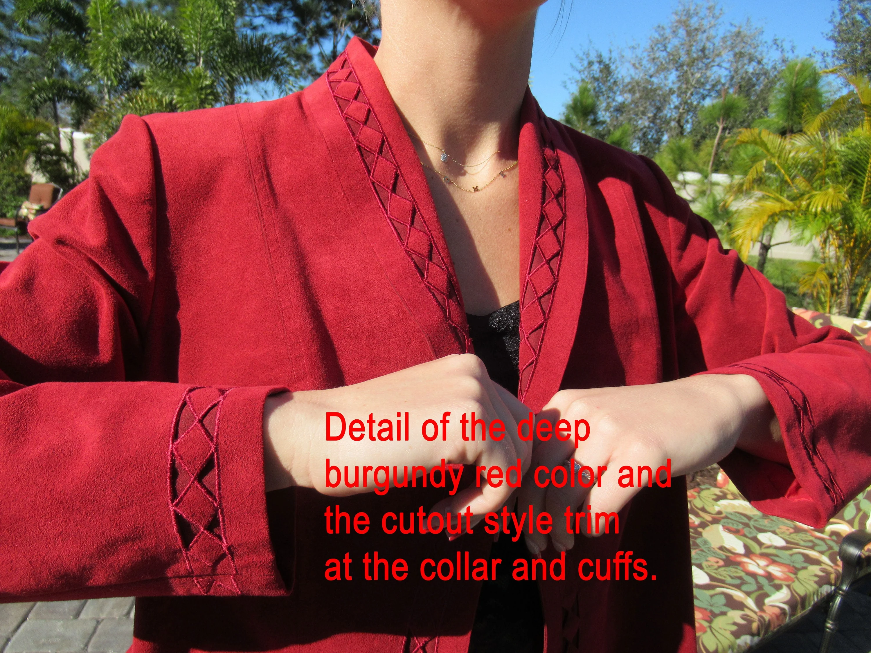 Ultra Suede Coat Raymond Cheung Deep Burgundy Red Front Wrap Removable Belt by Raymond Cheung - Image 6