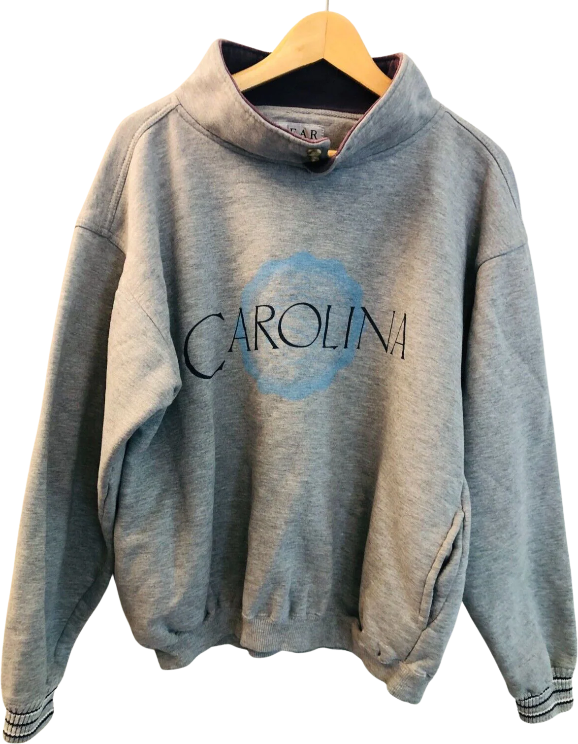 Unc Chapel Hill Mock Neck Sweatshirt Carolina Crest Gray Large by Gear for Sports