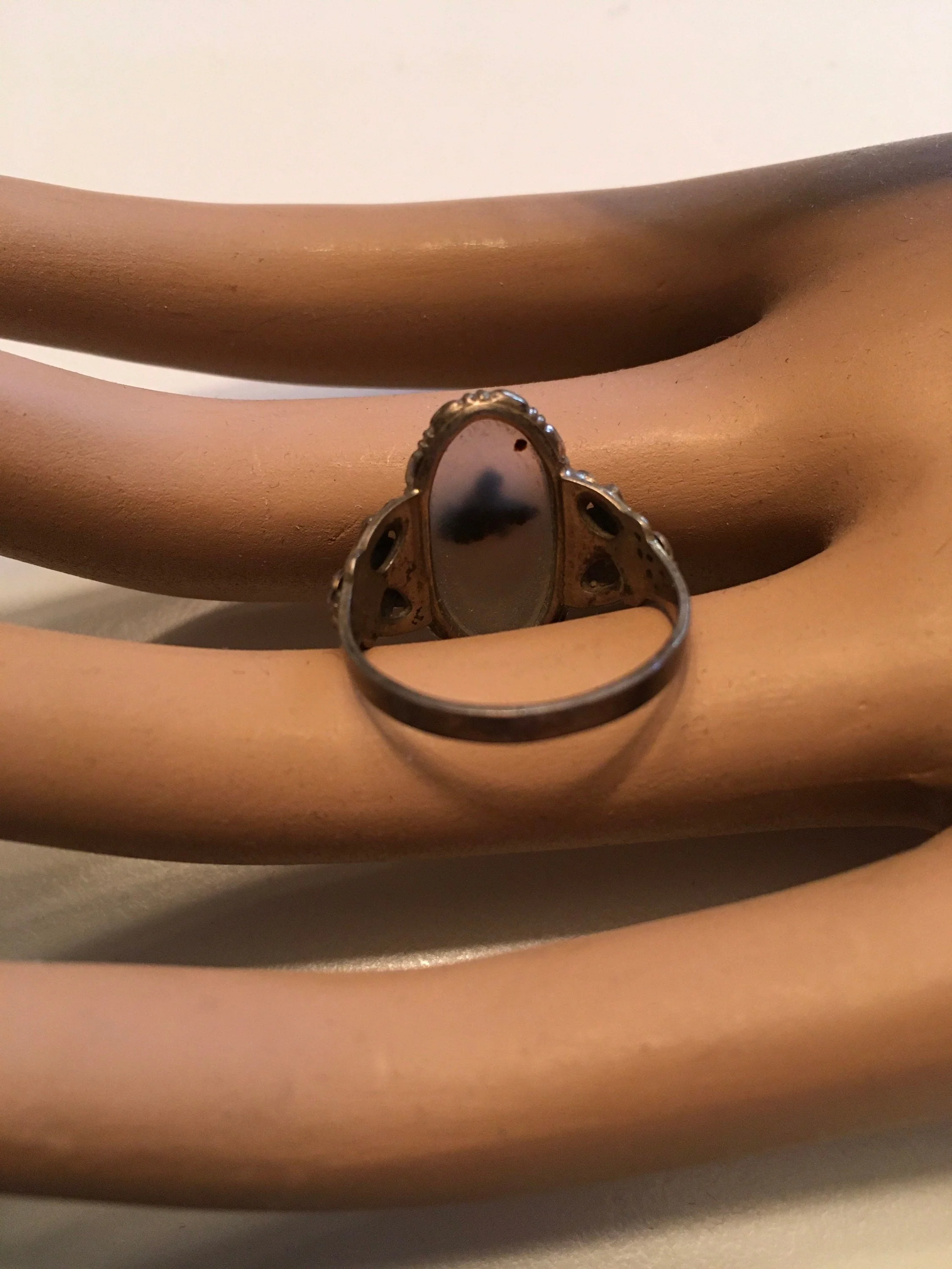 Uncas Deco Sterling Silver Moss Agate Ring - Image 2