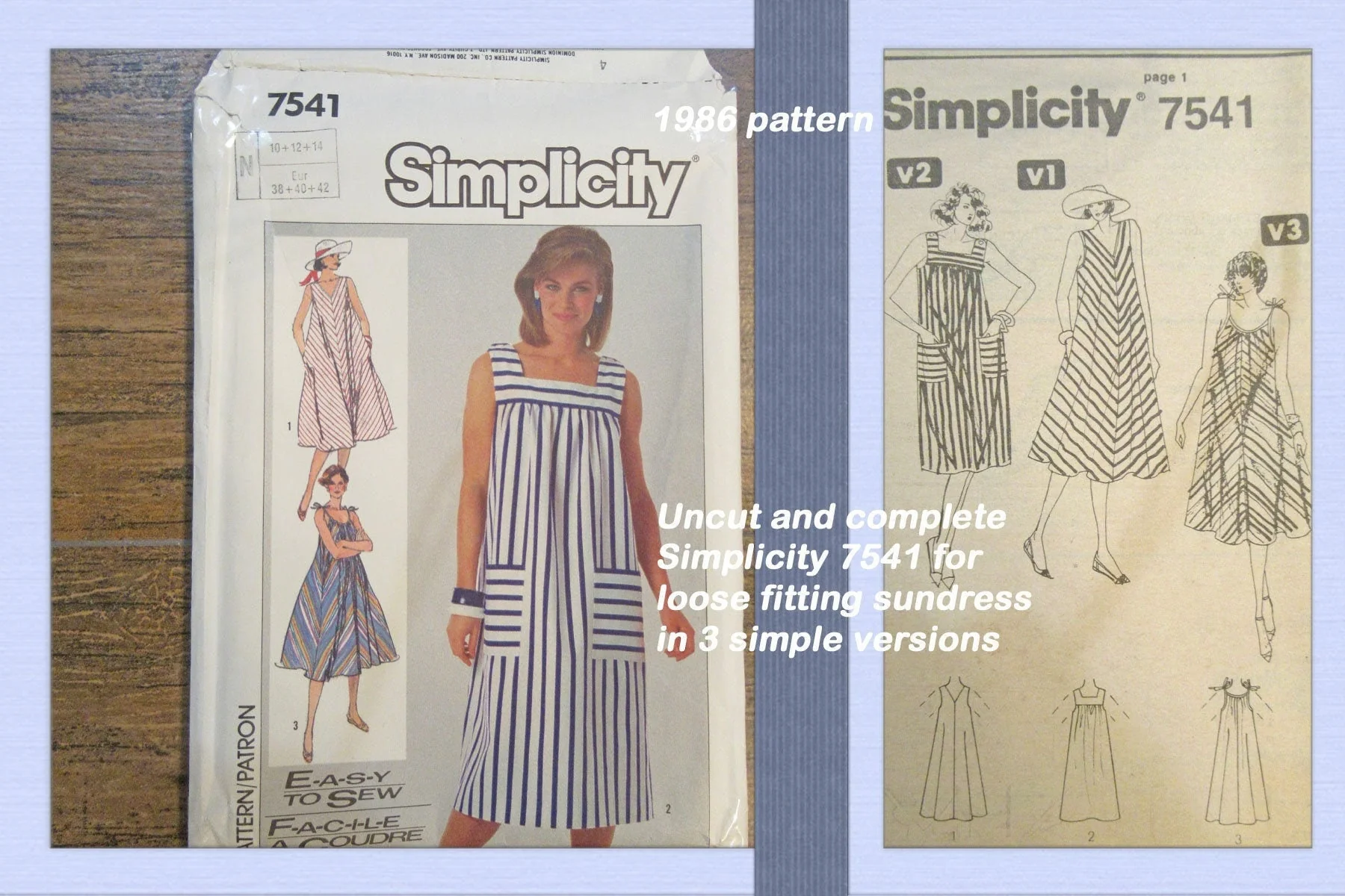 Uncut Complete 1986 Pattern 7541 for Loose Fitting A-Line Sundress In 3 Versions Sizes 10 To 14 Bust 32 To 36 Inches Made Usa by Simplicity - Image 6