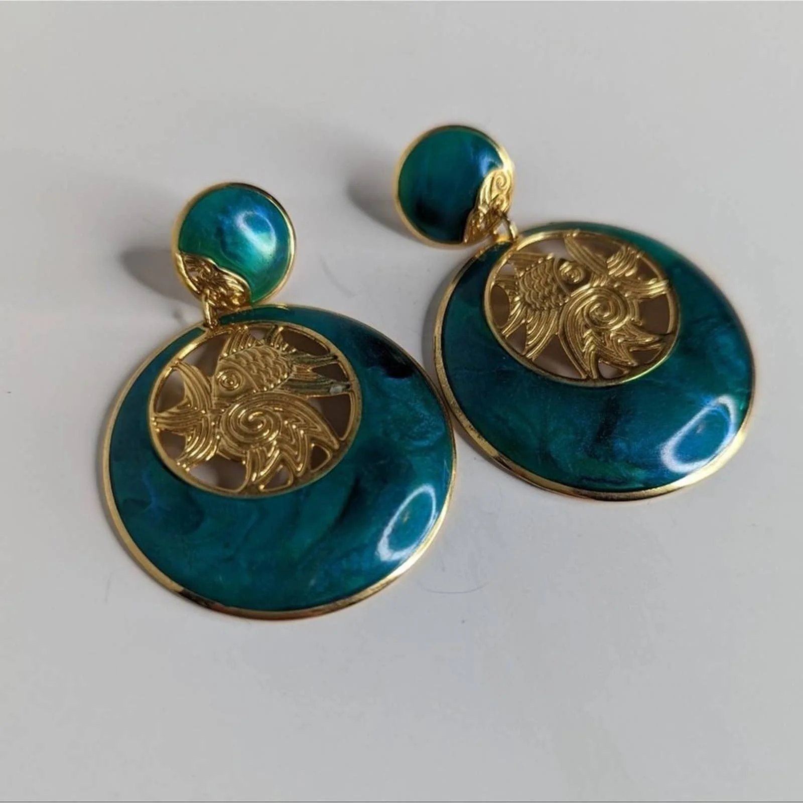 80s Vintage 80s Enamel Dangle Statement Earrings By Edgar Berebi - Image 8