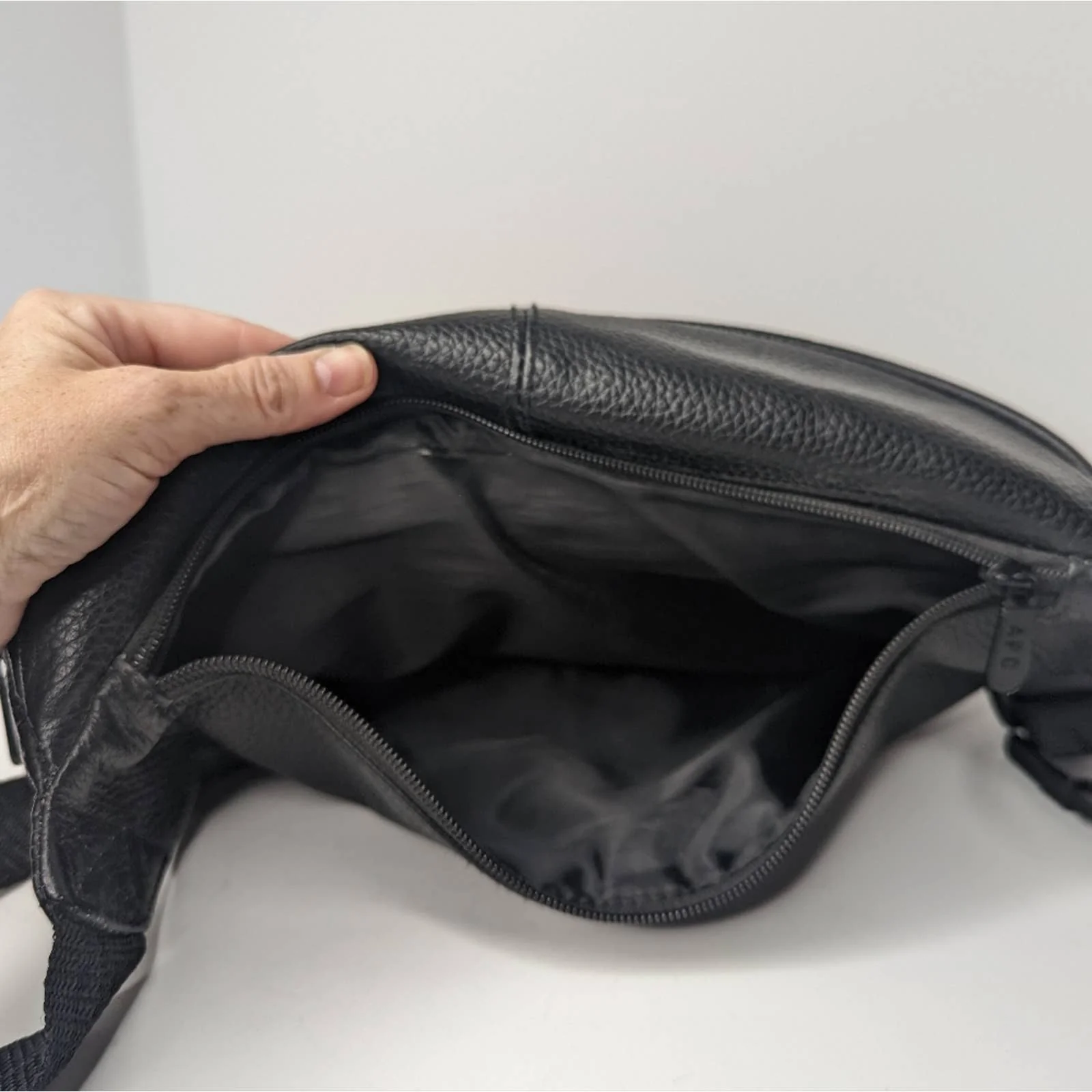 Vintage Apc Black Leather Bum Bag Fanny Pack Xl By APC - Image 11