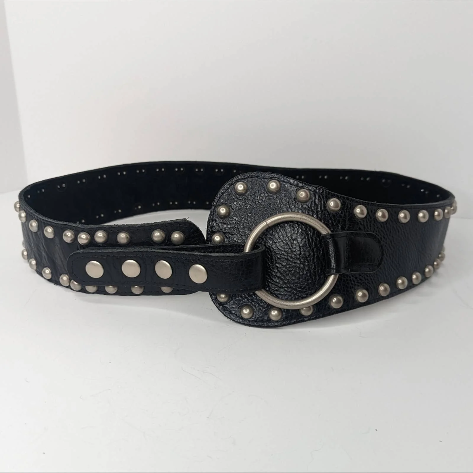 Vintage Studded Leather Wide Waist Belt By Cybthia H - Image 2