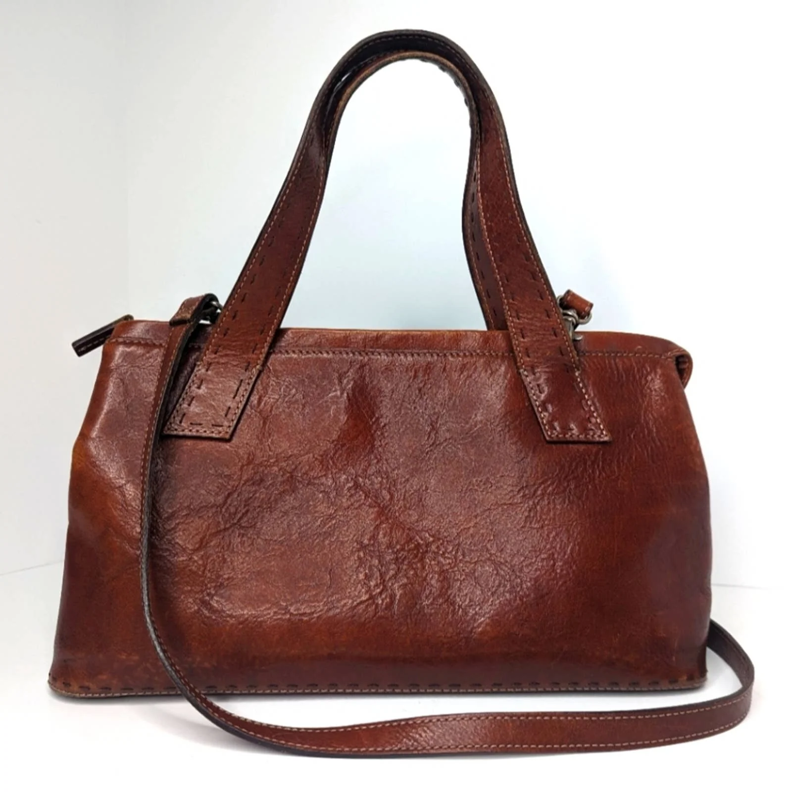 Vintage Fossil Leather Satchel Crossbody By Fossil - Image 2