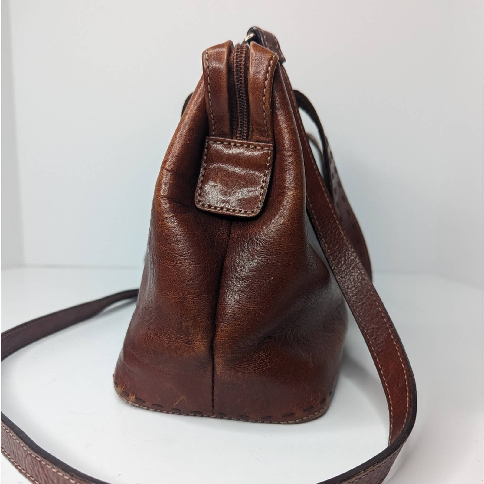 Vintage Fossil Leather Satchel Crossbody By Fossil - Image 3