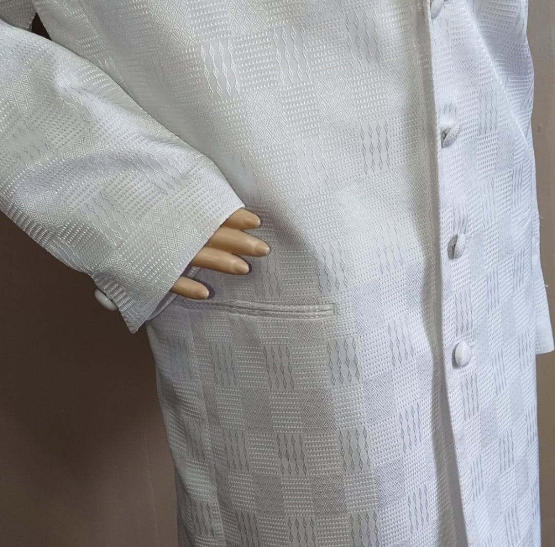 Unisex (popular 40's) White Zoot Suit Coat by Alberto Celini - Image 5