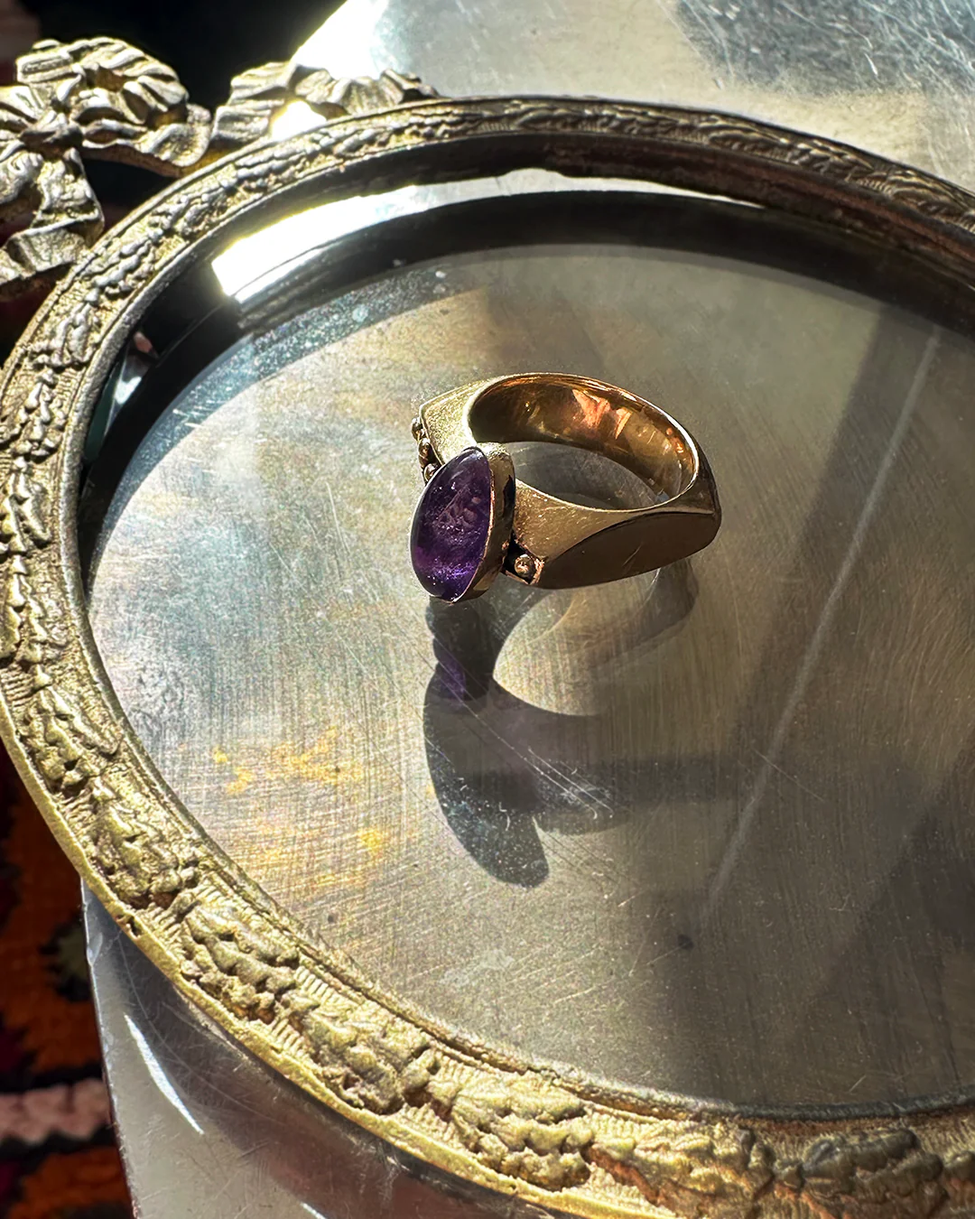 Unusual Amethyst 14k Gold Freeform Ring - Image 3
