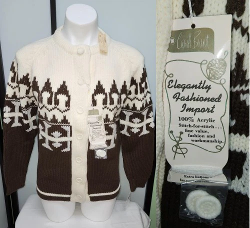 Unworn Brown Cream Chunky Cardigan Sweater Nwt L By Carol Brent - Image 3