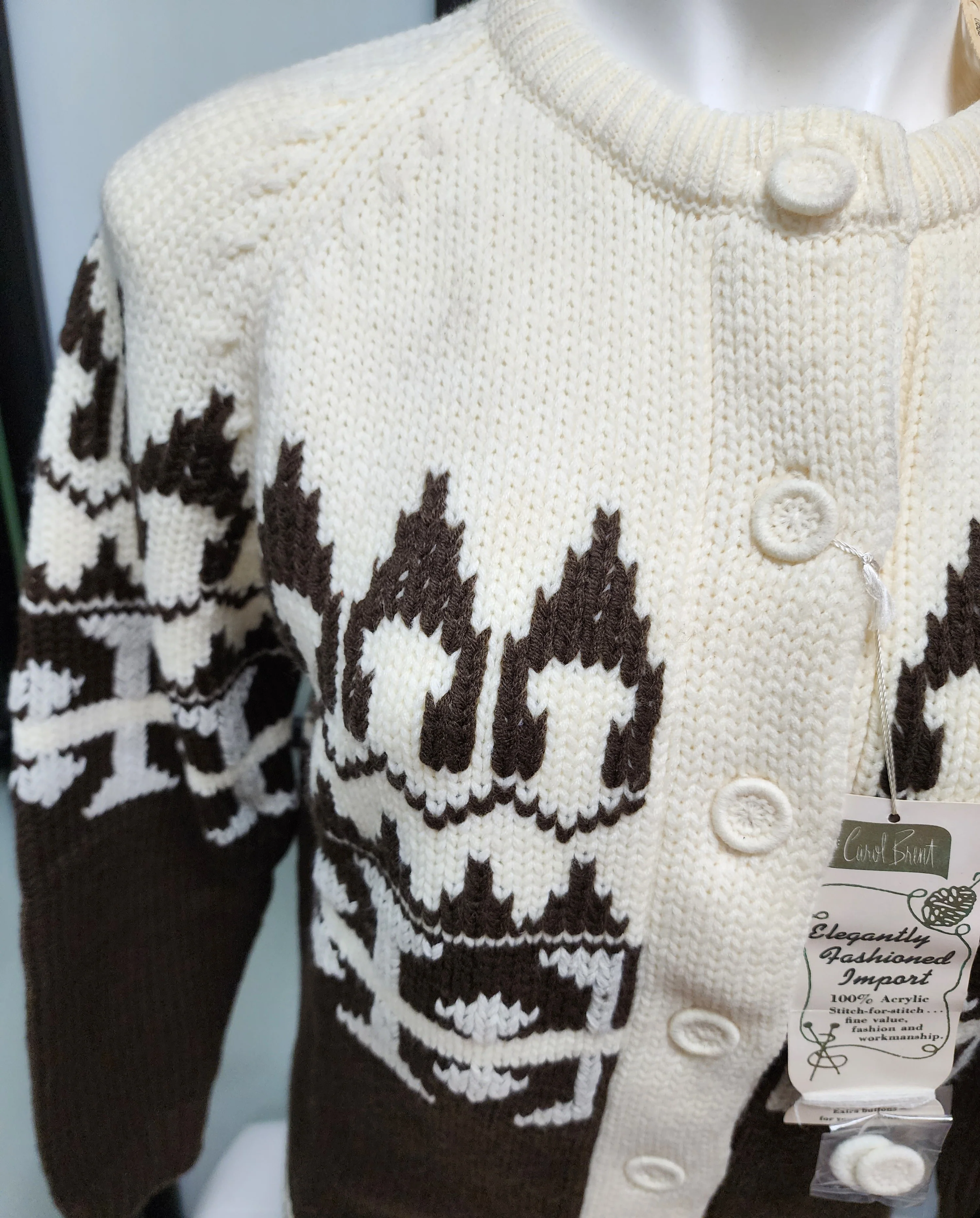 Unworn Brown Cream Chunky Cardigan Sweater Nwt L By Carol Brent - Image 7