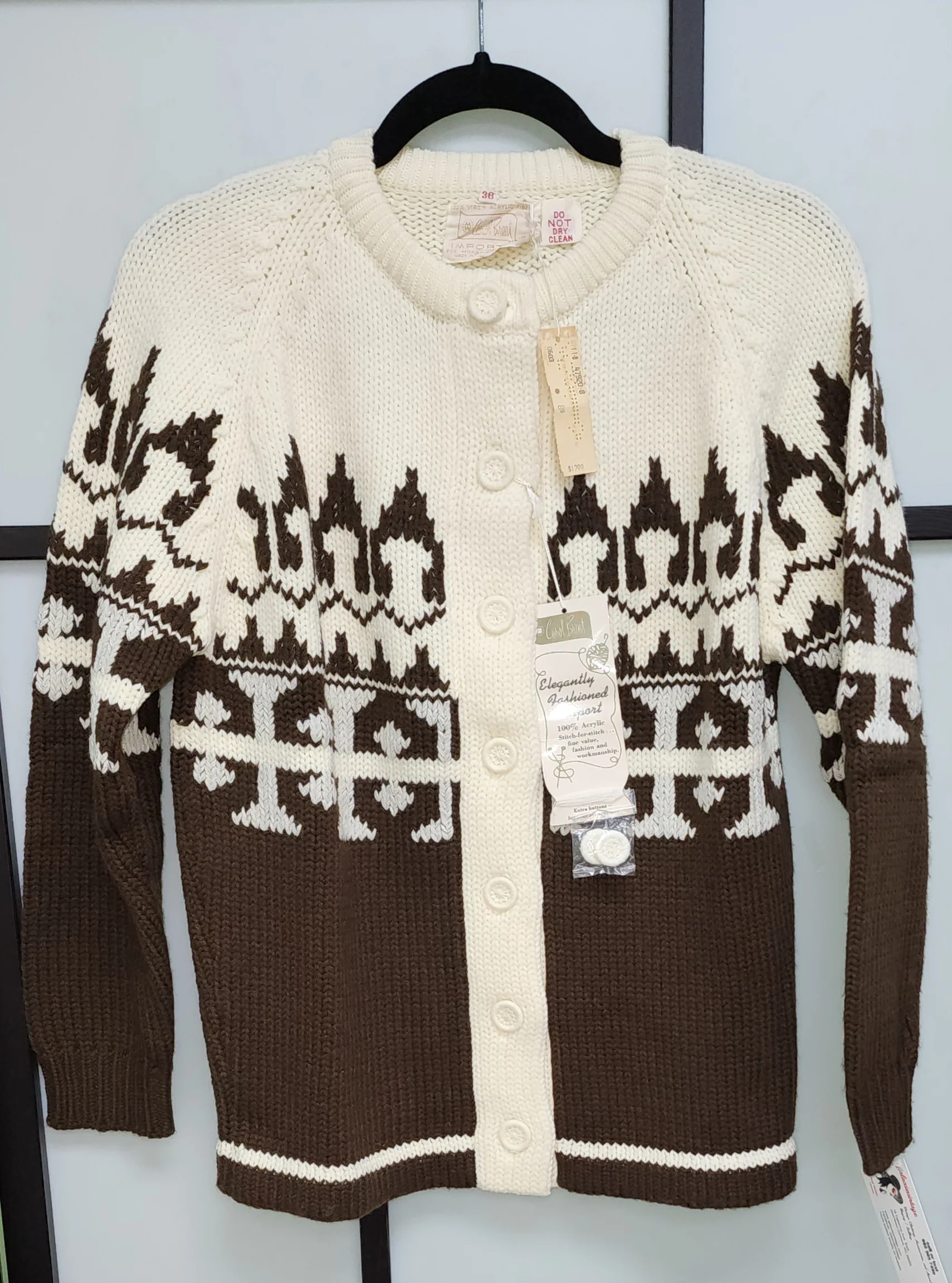 Unworn Brown Cream Chunky Cardigan Sweater Nwt L By Carol Brent - Image 9