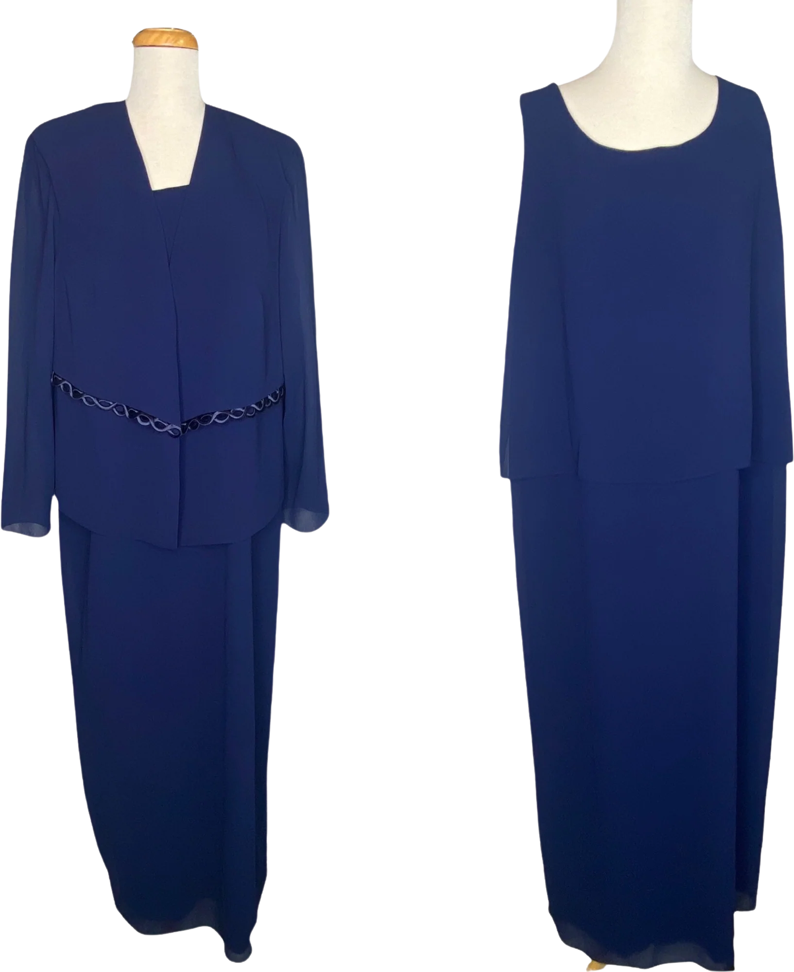 Ursula of Switzerland Vintage Chiffon Dress and Jacket Suit Blue by Ursula Of Switzerland